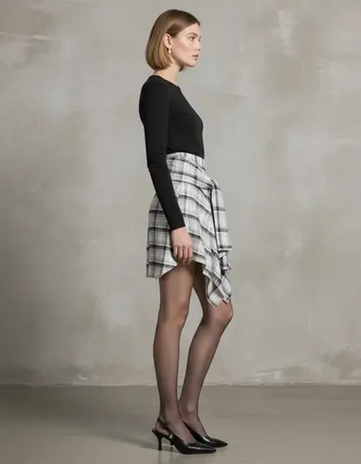 Falda Asimetrica Cuadrillé Para Mujer Estilo Casual Fiesta-3