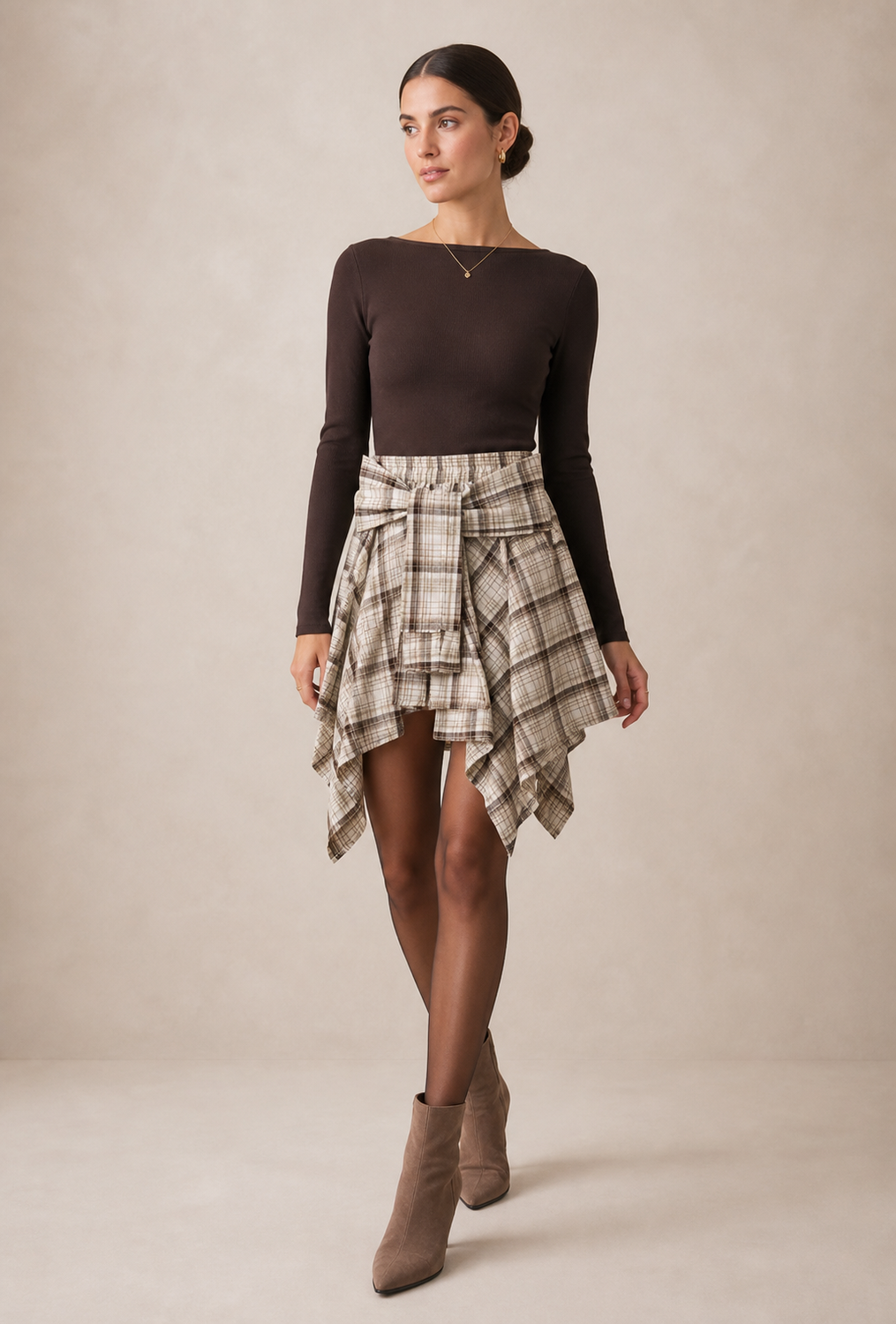 Falda Asimetrica Cuadrillé Para Mujer Estilo Casual Fiesta-0