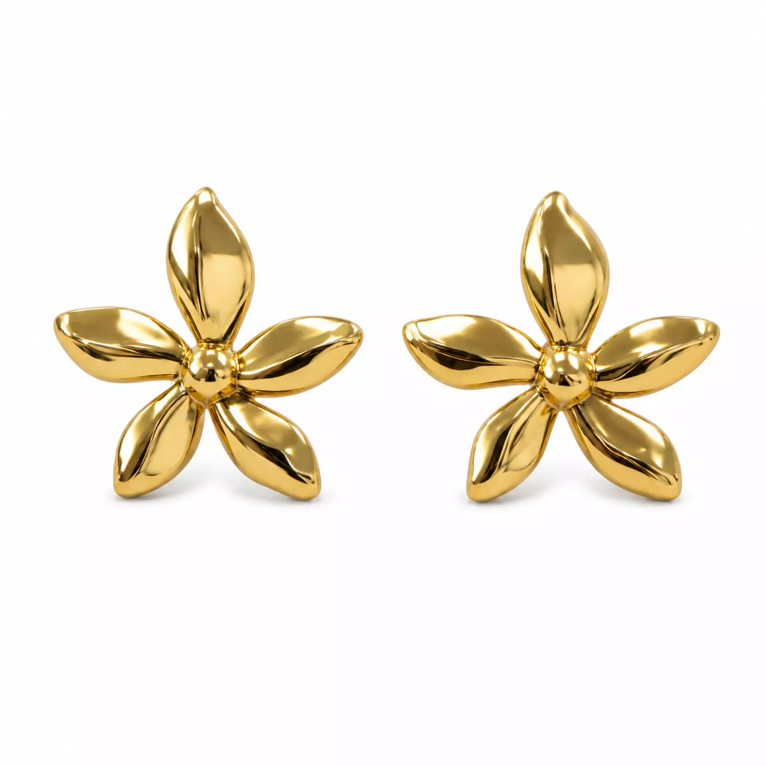 Aros Flor Plateados Acero Inoxidable Estilo Minimalista Mujer-0