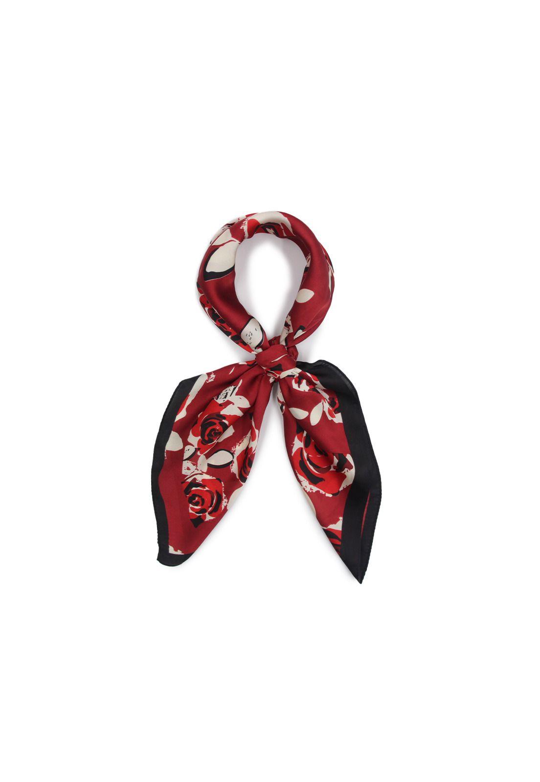 Pañuelo seda 70 x 70  rosas Accesoría-6