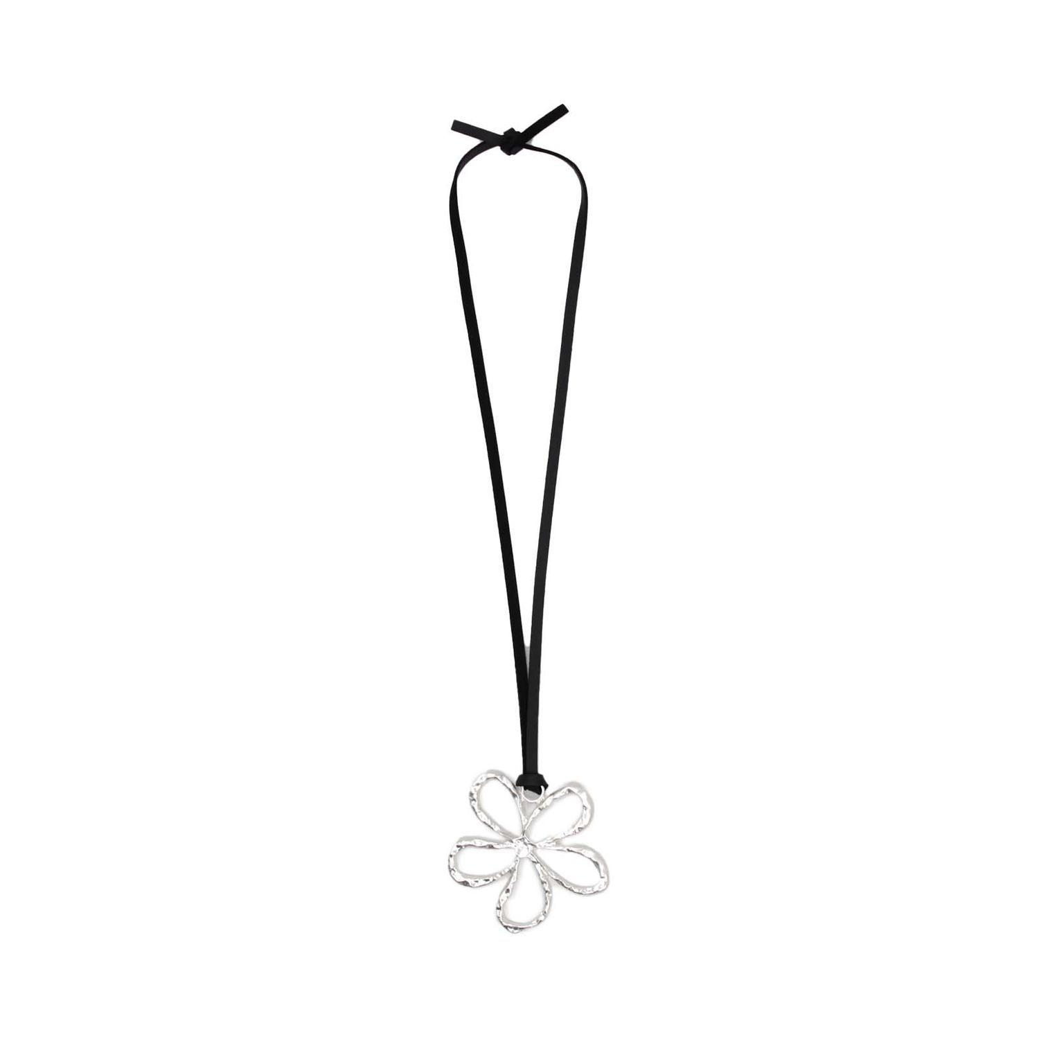 Collar Largo De Gamuza Flor Minimalista Mujer Boho - 38 Cm-2