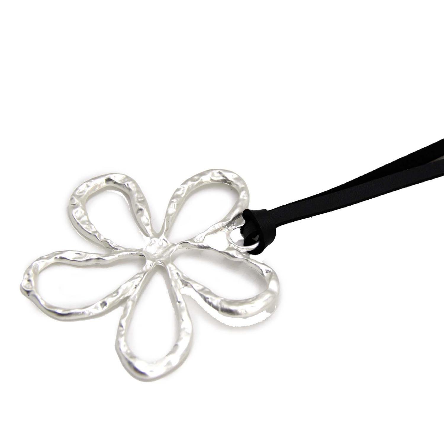 Collar Largo De Gamuza Flor Minimalista Mujer Boho - 38 Cm-3
