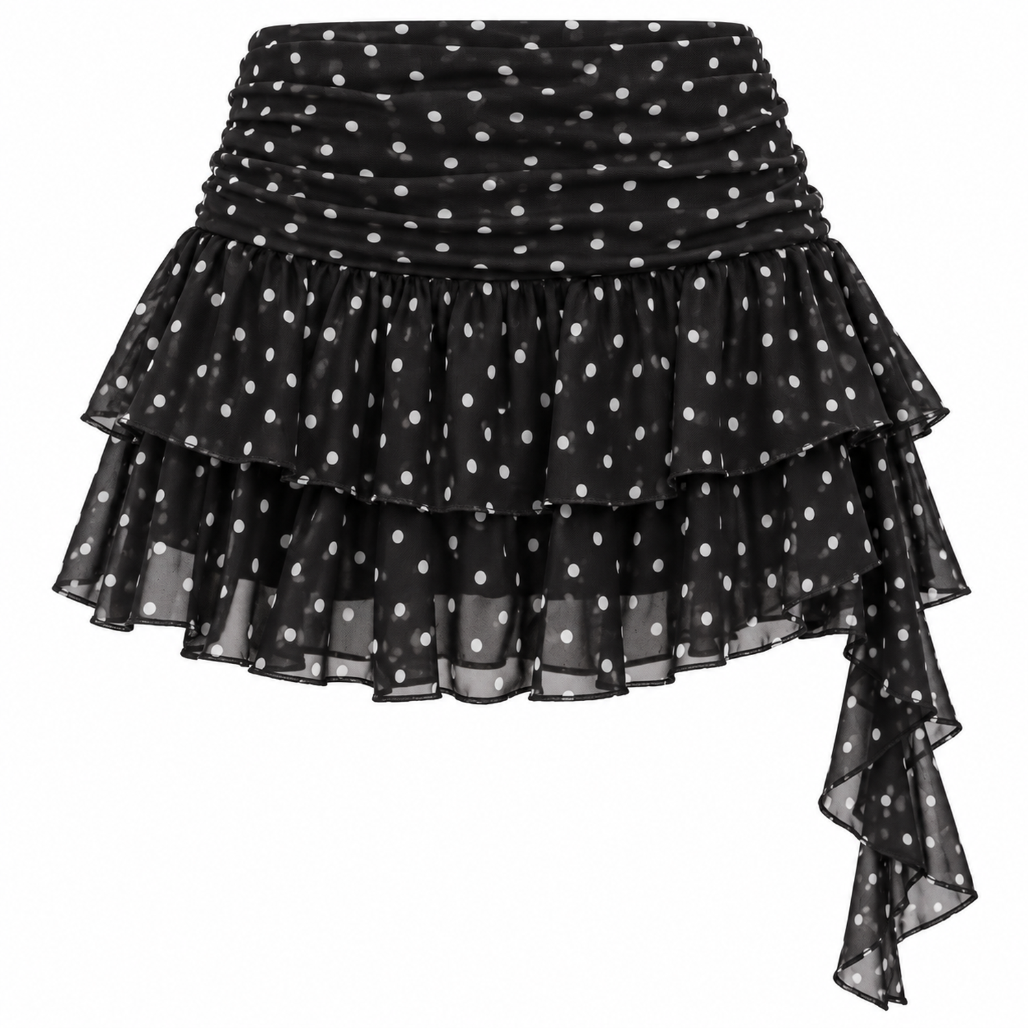 Falda Short Con Lunares Y Vuelo Asimétrico Mujer-2