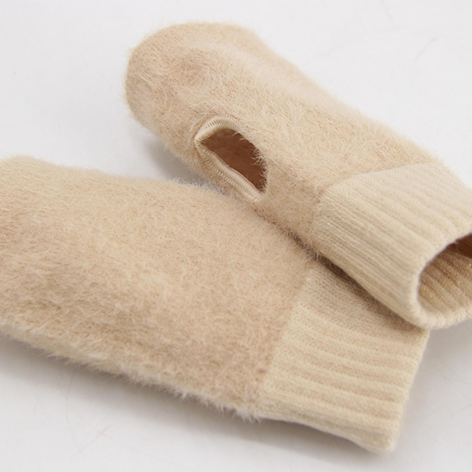 Guantes Mitones Peludos Cortos Térmicos Unisex Moda Invierno-4