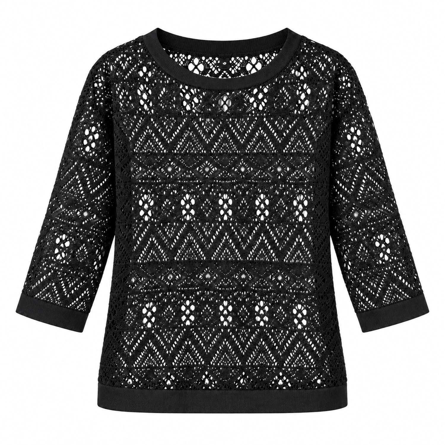 Blusa Encaje Mujer Tejida Calada Manga 3/4-1