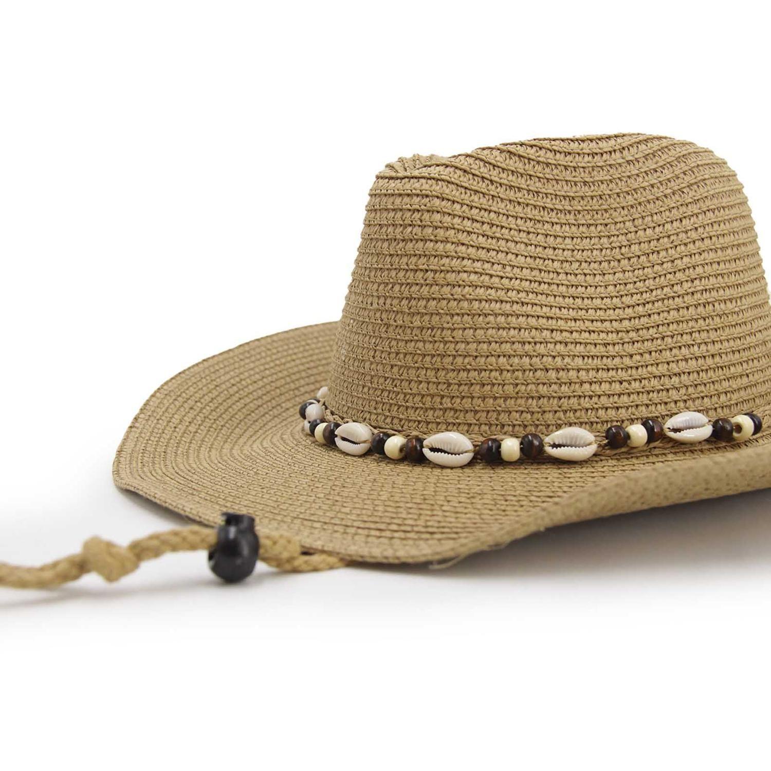 Sombrero vaquero cowboy rafia cinta conchitas de mar - playa- playa-festivales-moda-4