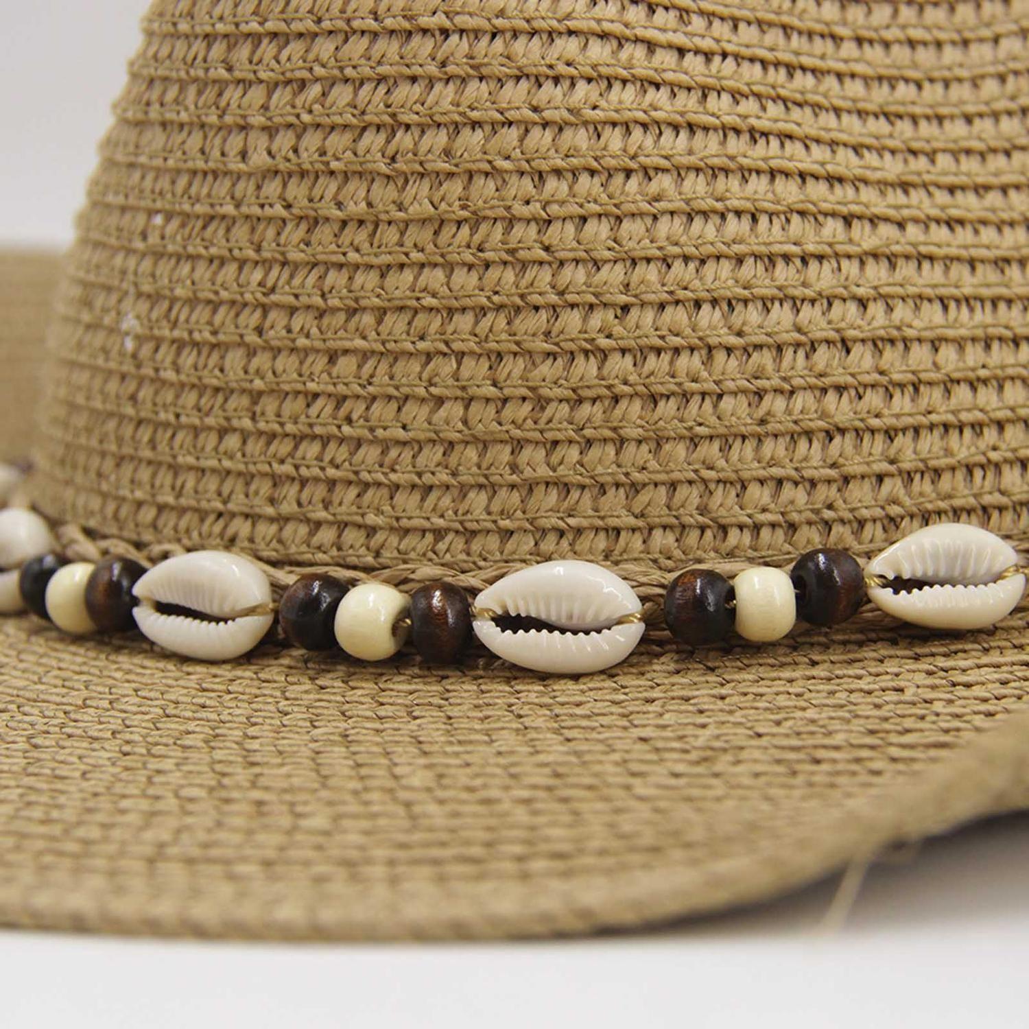 Sombrero vaquero cowboy rafia cinta conchitas de mar - playa- playa-festivales-moda-5