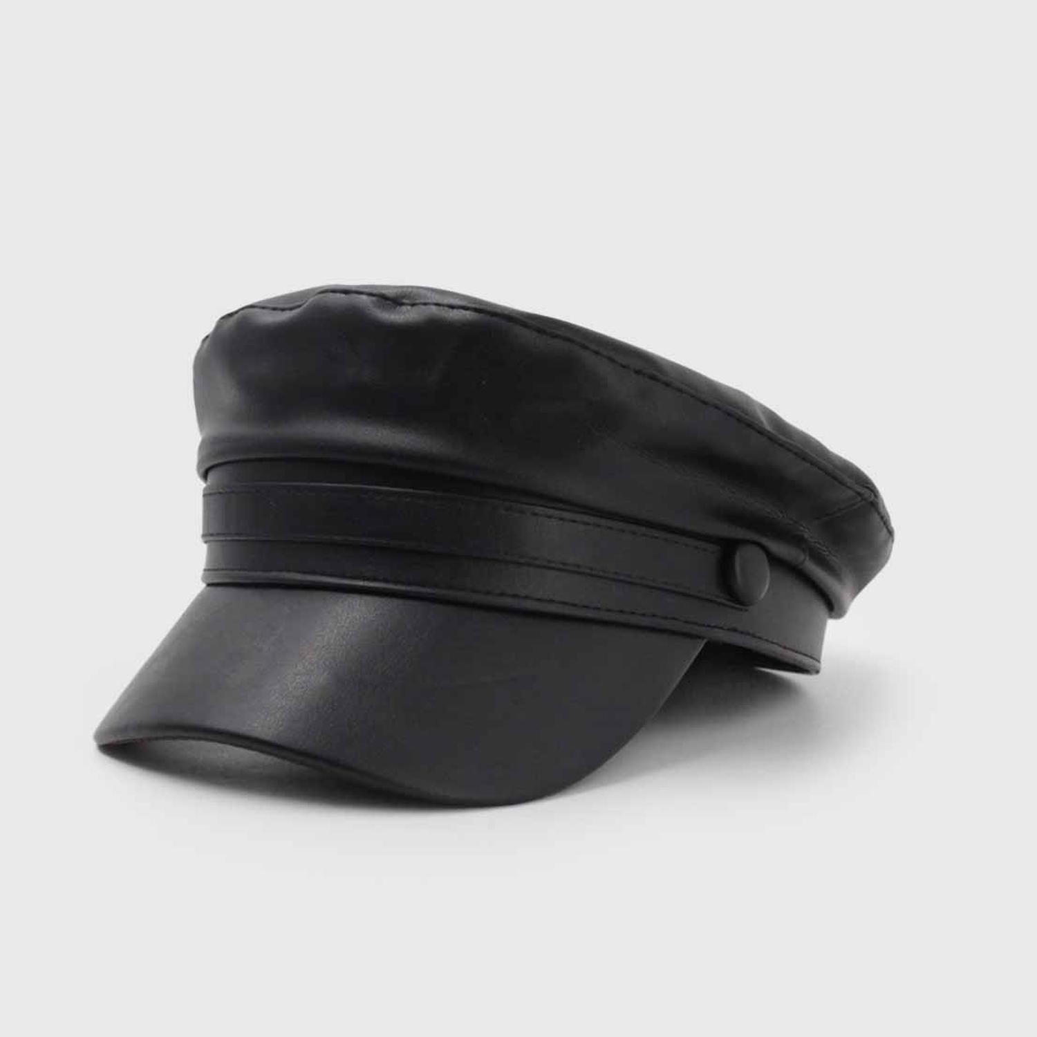 Boina Militar Ecocuero Ajustable 58 Cm Unisex Moda-2