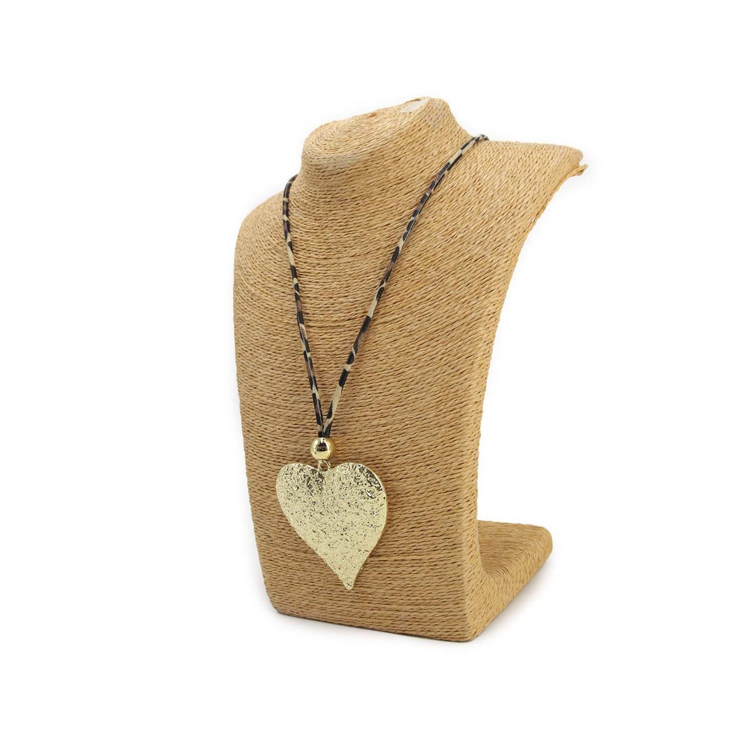 Collar Largo De Gamuza Animal Print Con Dije Corazón - 45 Cm-2