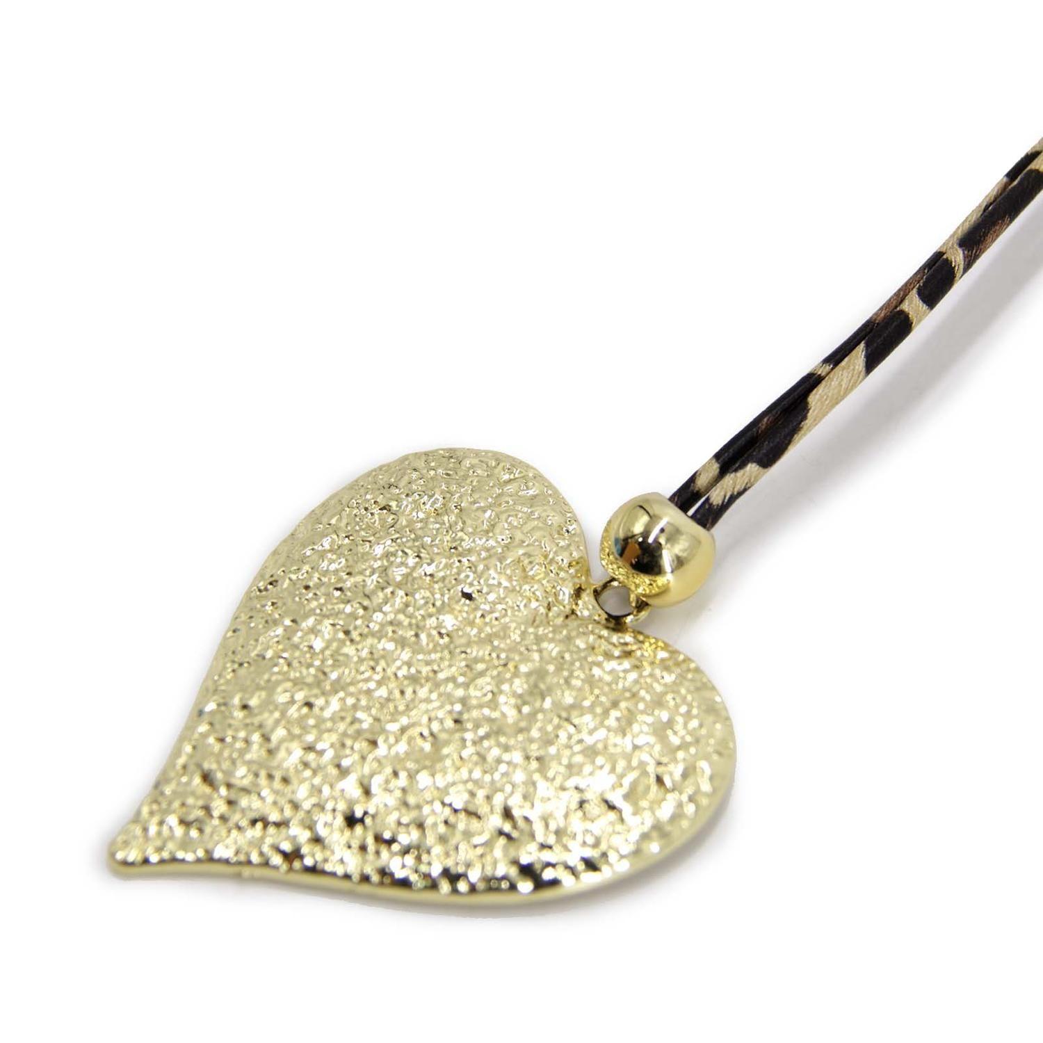 Collar Largo De Gamuza Animal Print Con Dije Corazón - 45 Cm-4