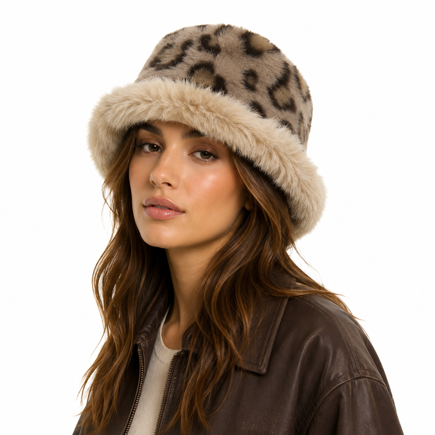 Gorro Ruso Mujer Peludo Animal Print Invierno Suave Abrigado-3