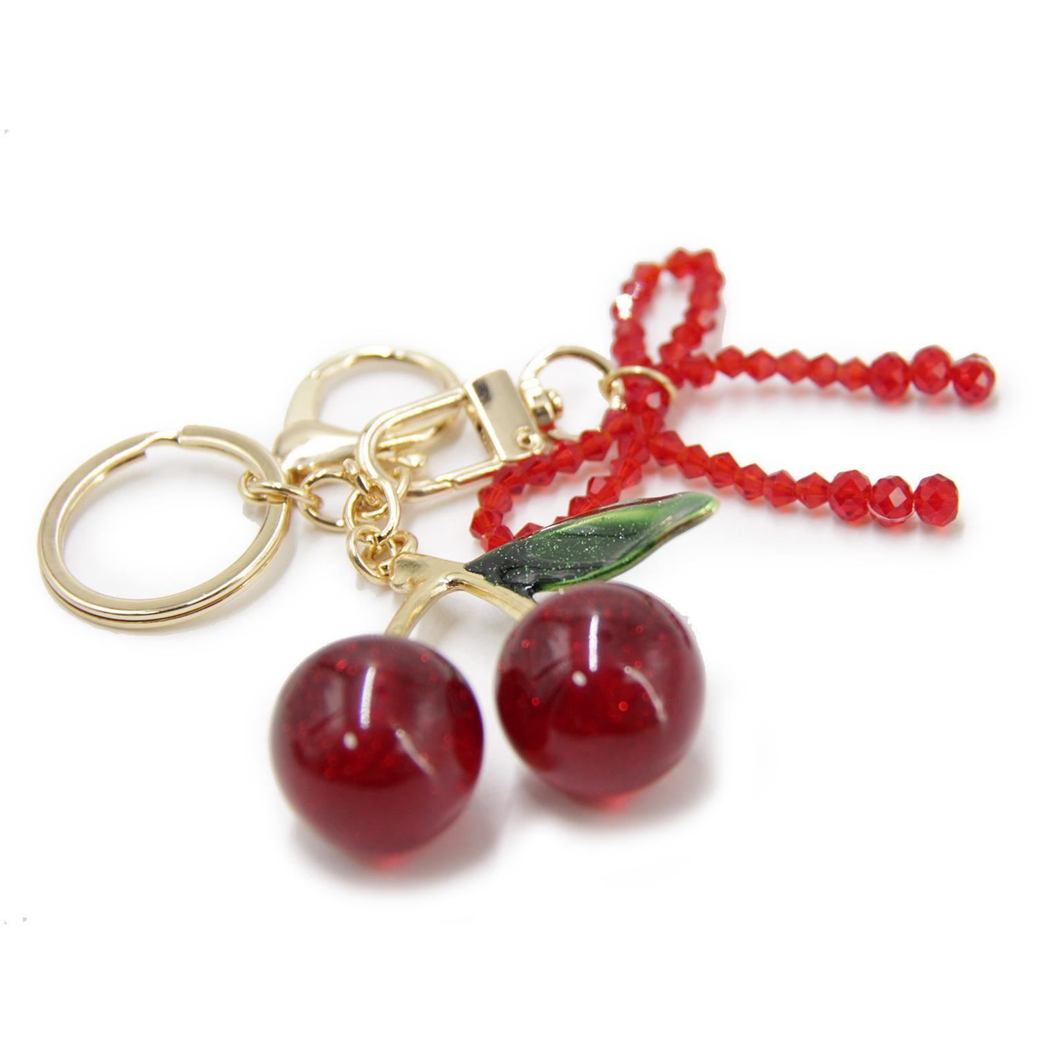 Llavero Charm Colgante Cherry Con Lazo Para Bolso Mochila-3