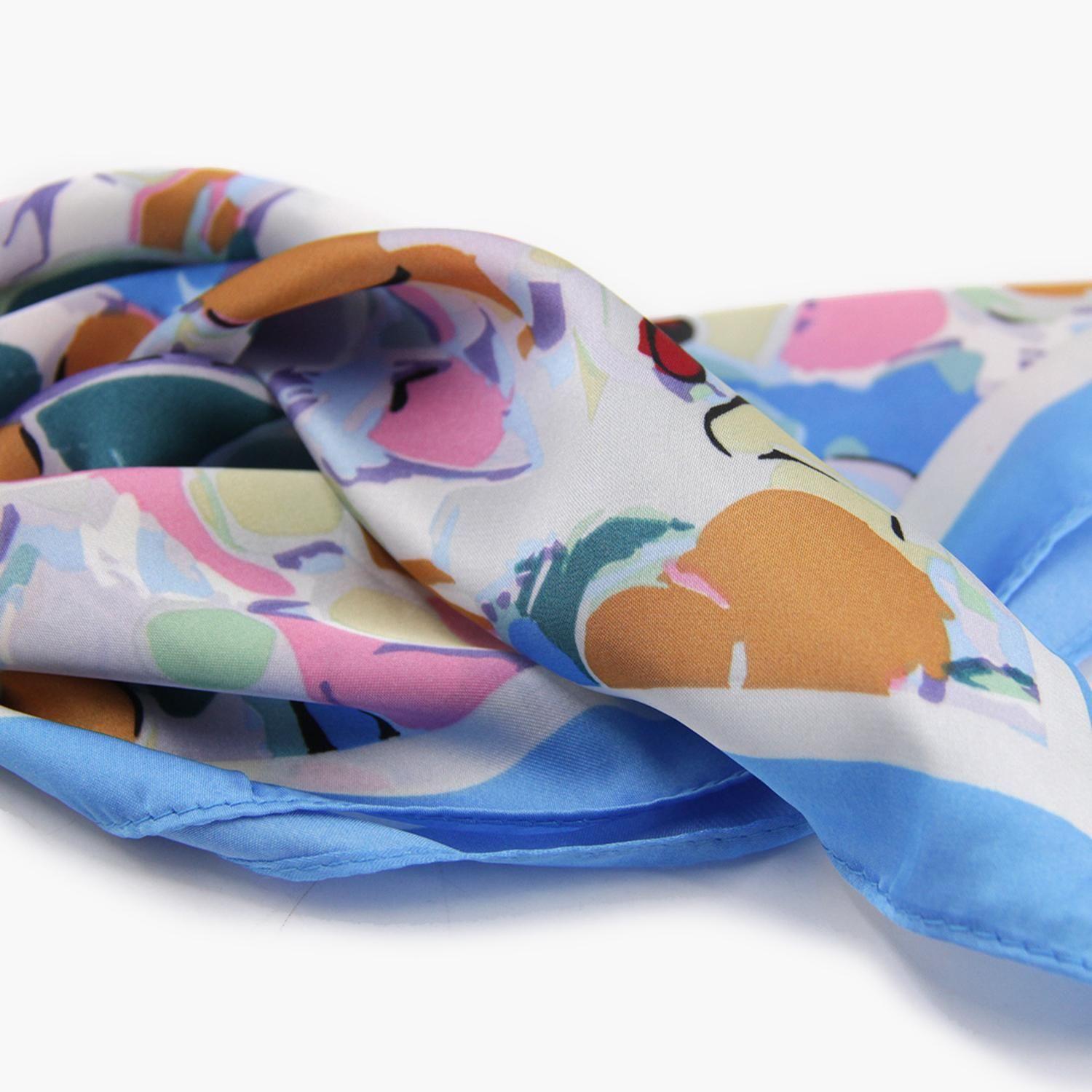 Pañuelo de satín flores de colores-2