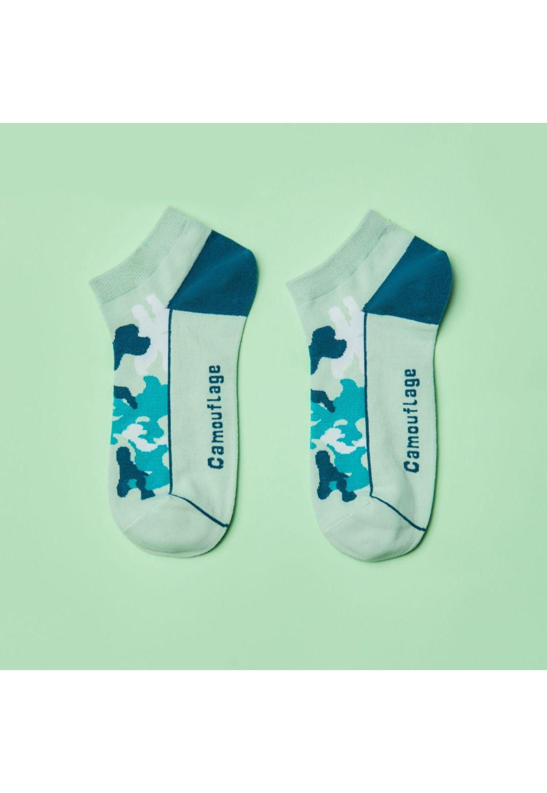 Calcetín corto estampado camuflaje Verde musgo-2