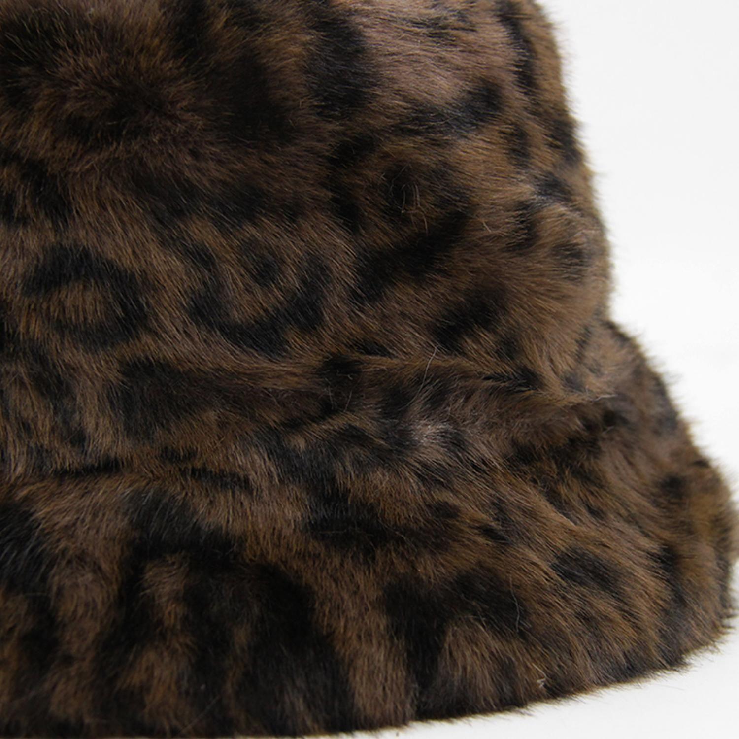 Gorro Bucket Mujer Peludo Animal Print Leopardo Invierno Suave-2