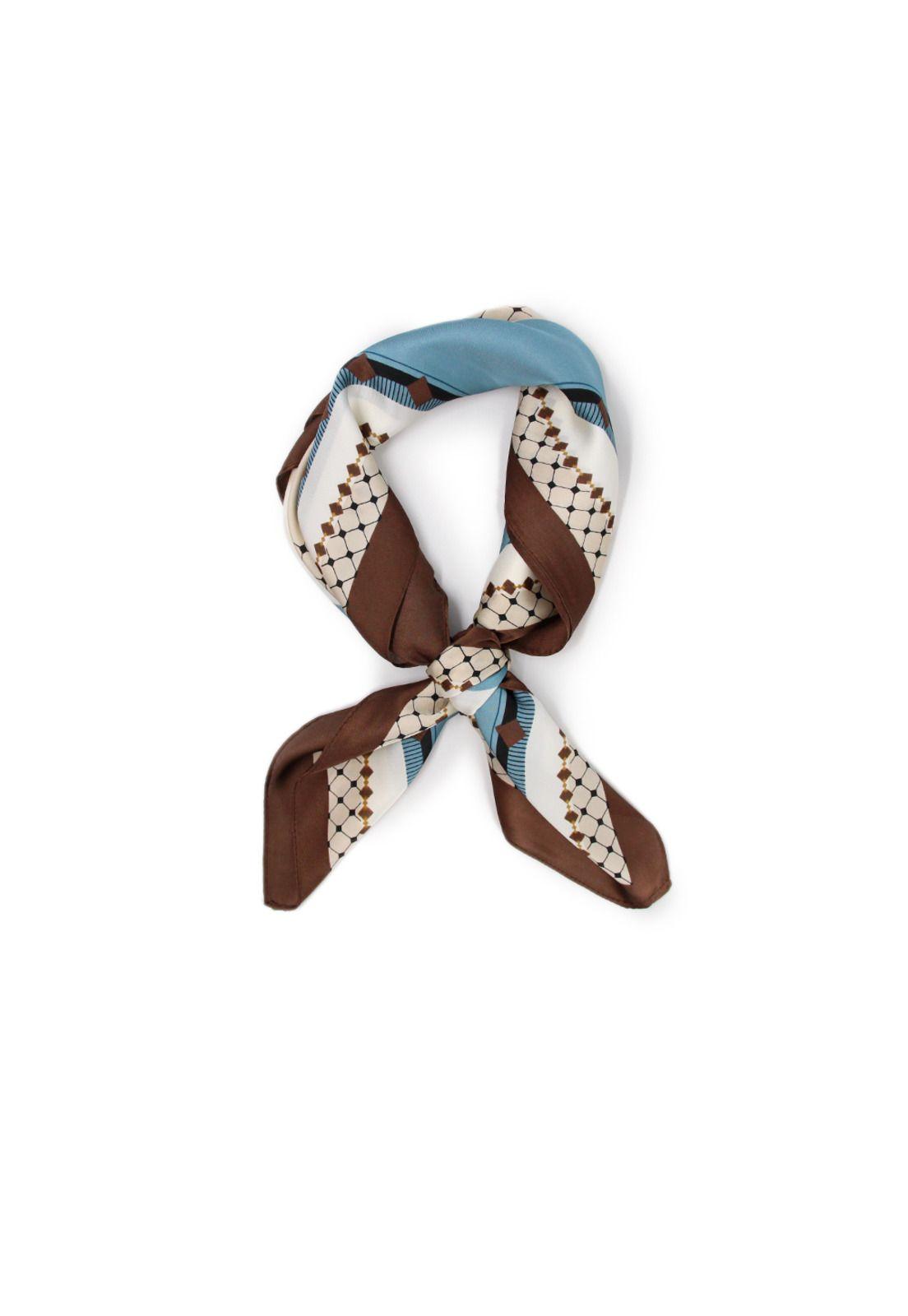 Pañuelo seda corto rayas puntos filo color Accesoria-2