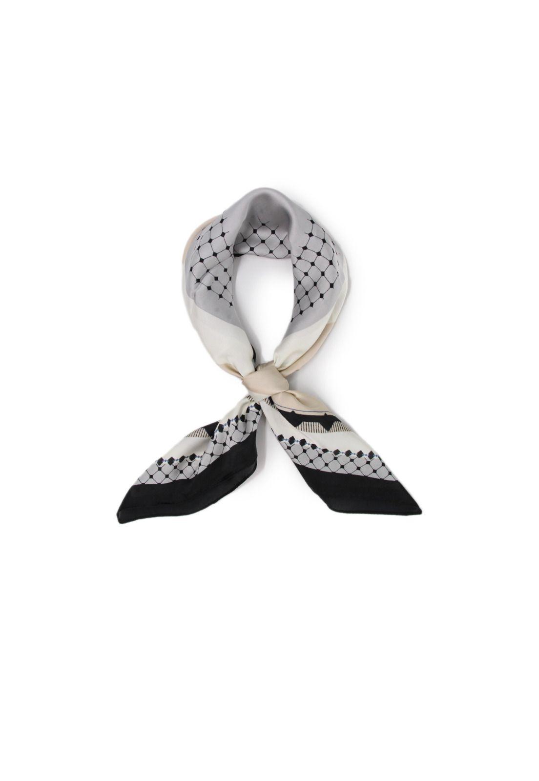 Pañuelo seda corto rayas puntos filo color Accesoria-5