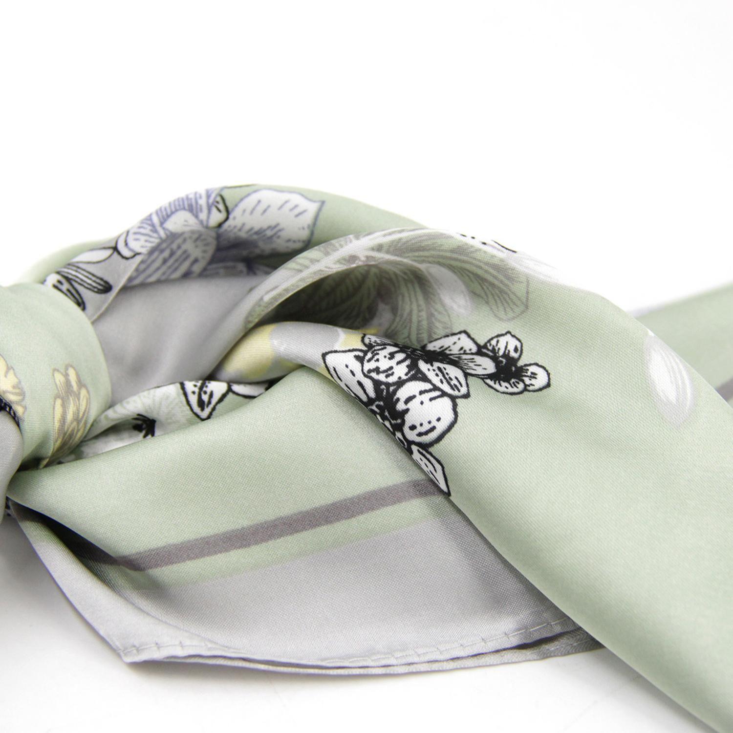 Pañuelo de satín lunares y flores 334-2