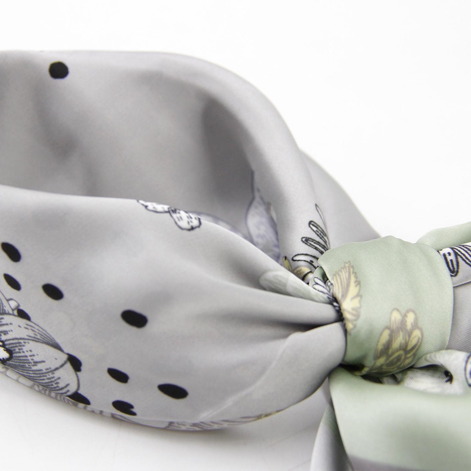 Pañuelo de satín lunares y flores 334-3