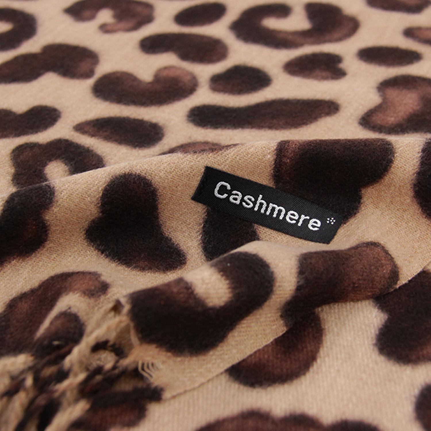 Bufanda Tipo Cashmere Estampado animal print leopardo Mujer con Flecos Invierno-2
