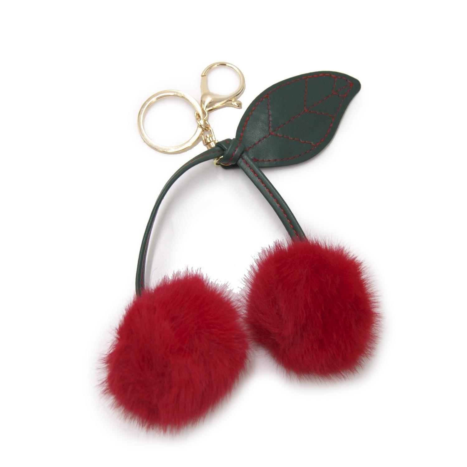 Llavero Charm Cherry Peludo Para Bolso/mochila Casual 18cm-2