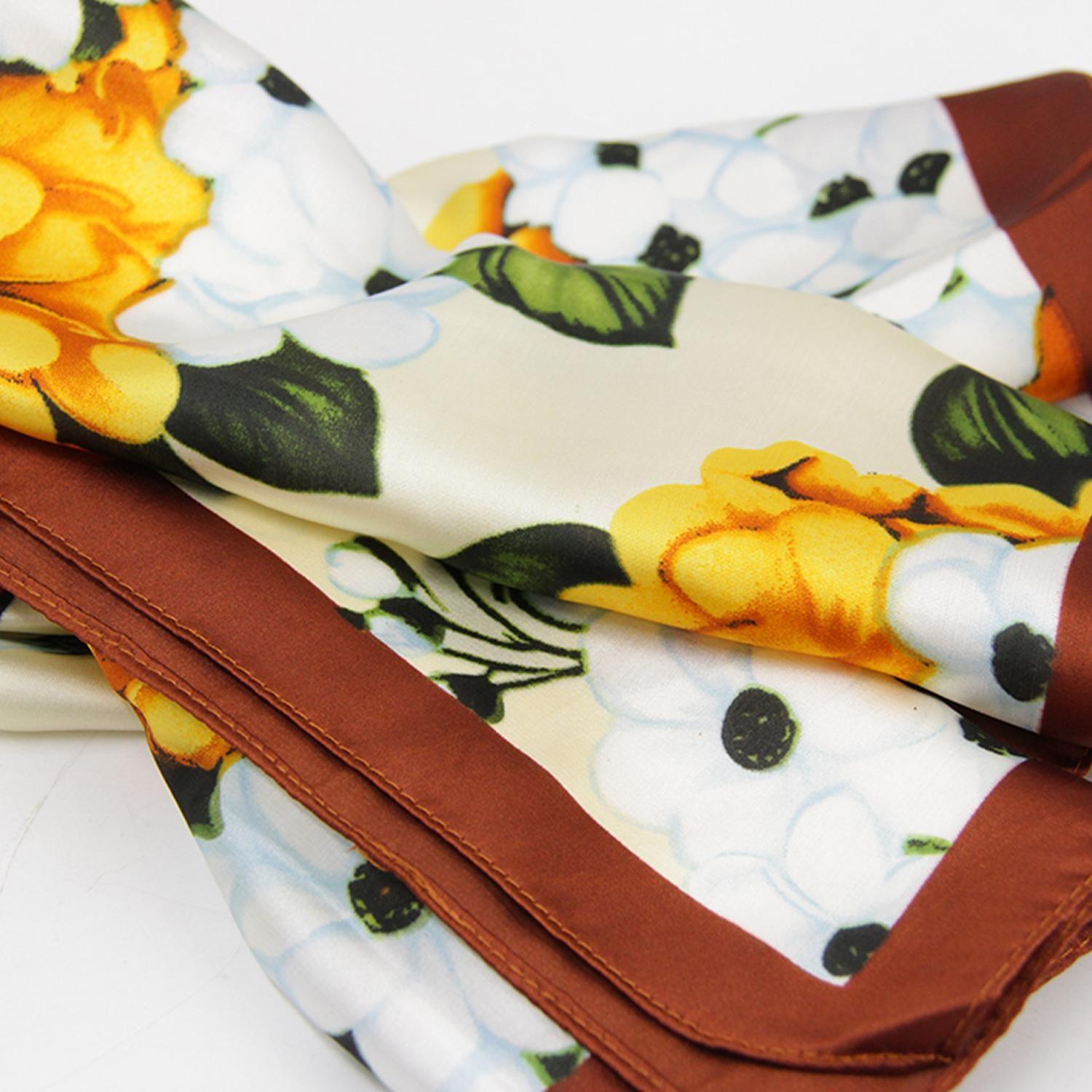 Pañuelo Largo Tipo Seda De 90x180cm Floreado Elegante Mujer-2