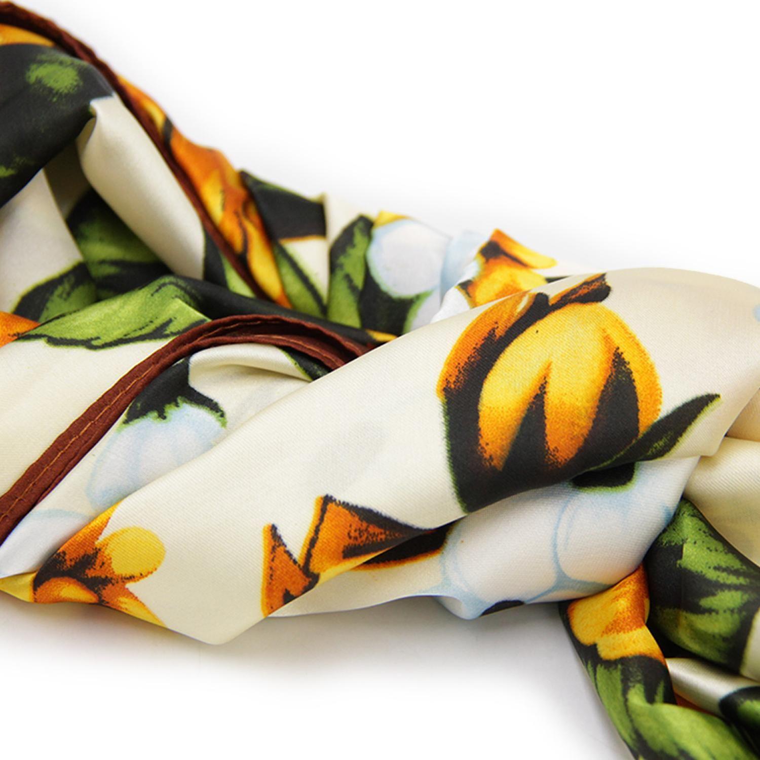 Pañuelo Largo Tipo Seda De 90x180cm Floreado Elegante Mujer-3