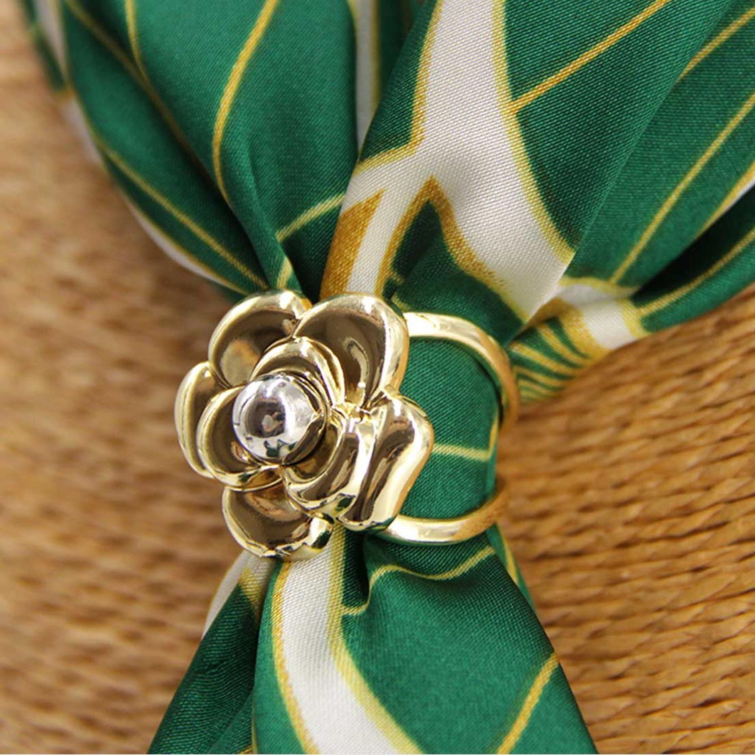 Pack 6un - Prendedor Broche Pasa Pañuelos Flor Elegante-4