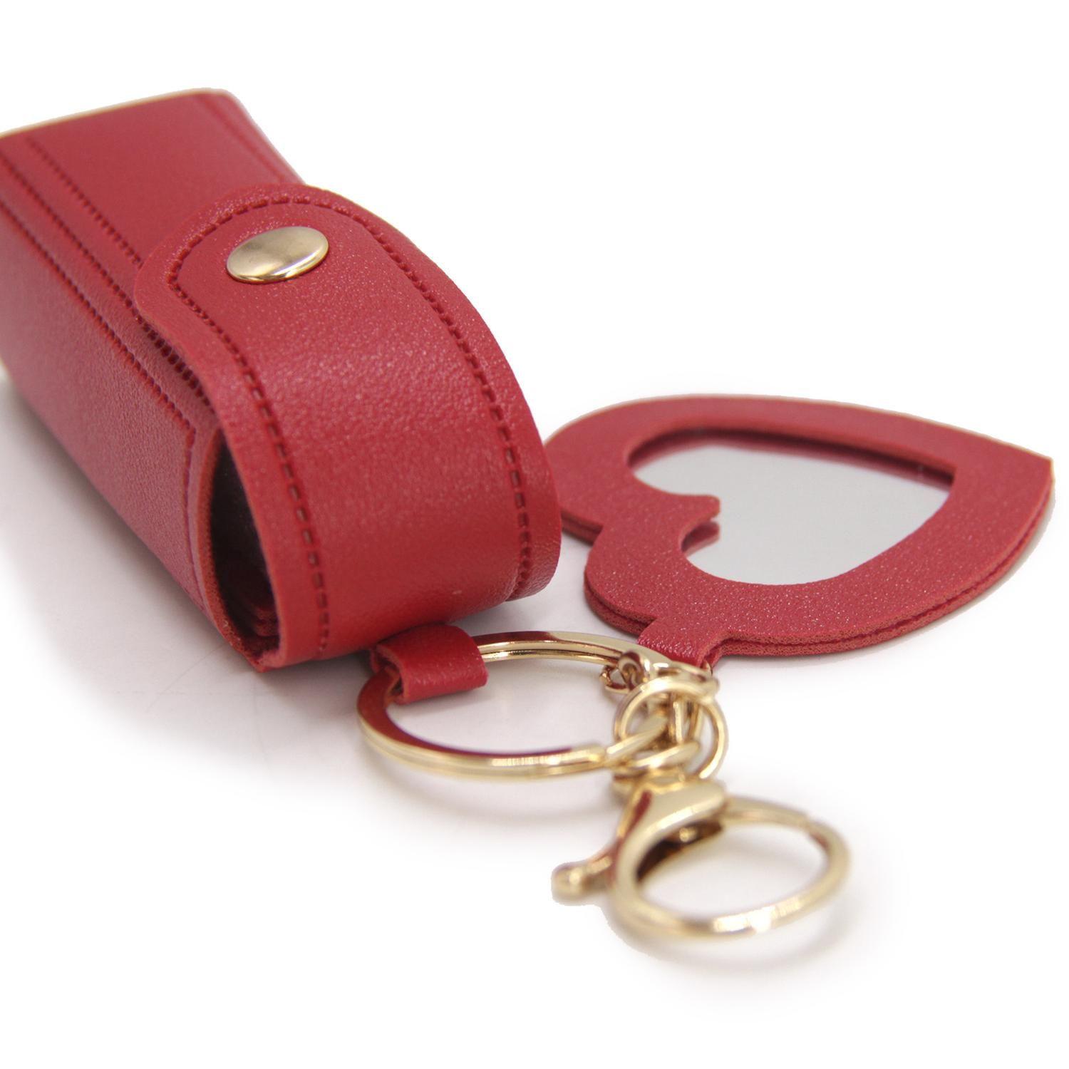 Accesorio Llavero charm para bolso-cartera porta lip gloss con espejo corazon-4