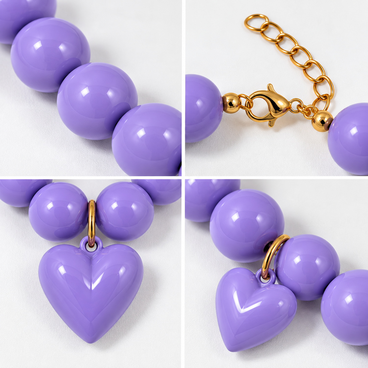 Collar Chicle Chunky De Cuentas Grandes Corazón Unisex-2