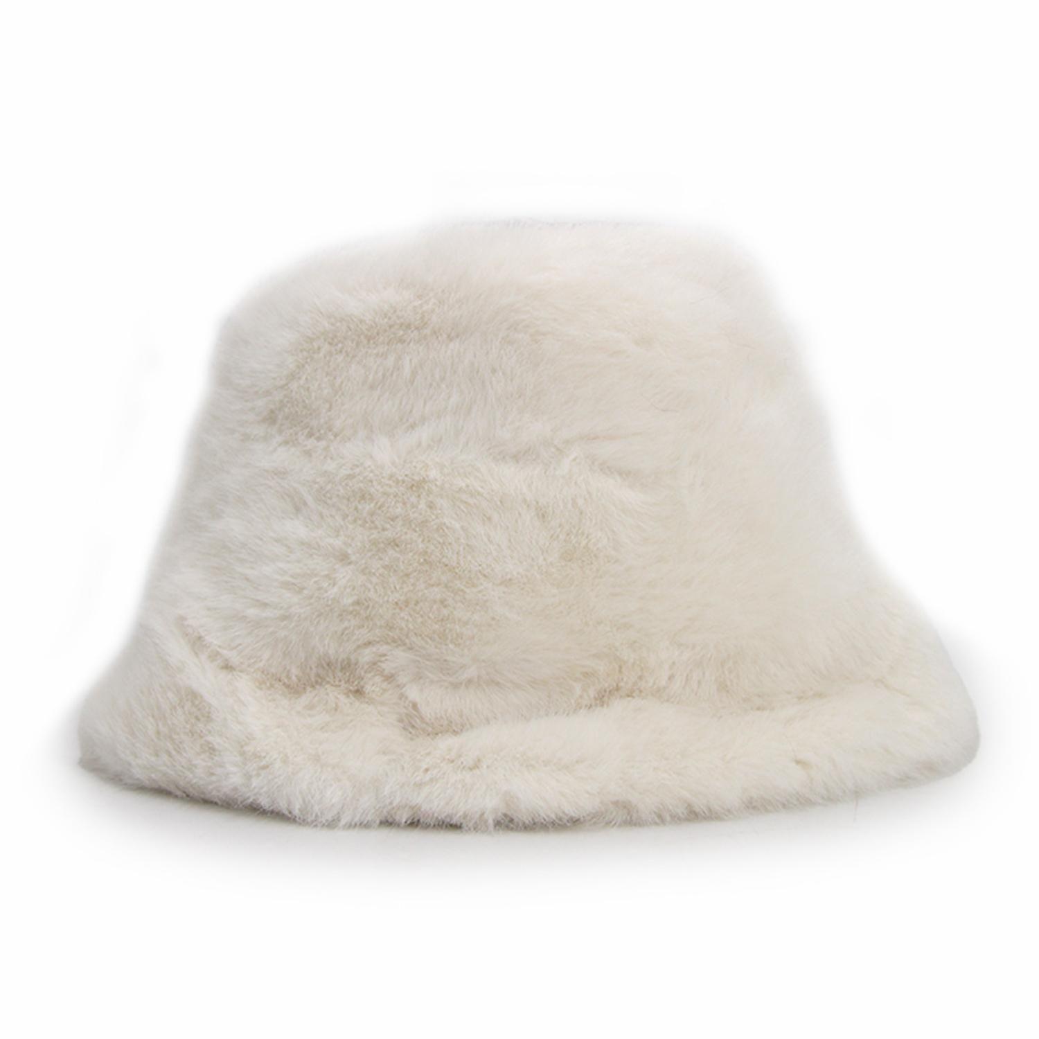 Gorro Bucket Peludo Liso Mujer Invierno Suave Abrigado Moda-0