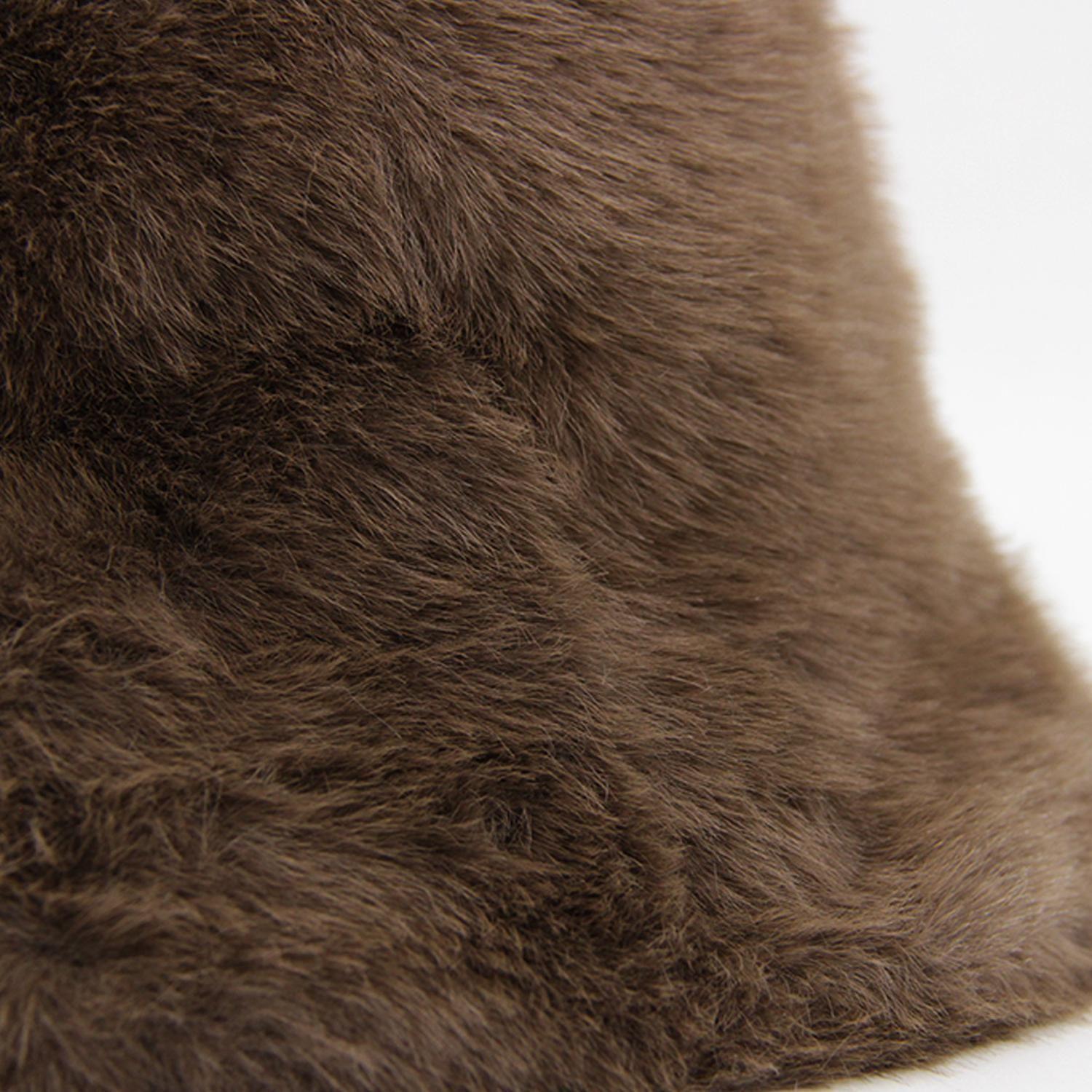 Gorro Bucket Peludo Liso Mujer Invierno Suave Abrigado Moda-2