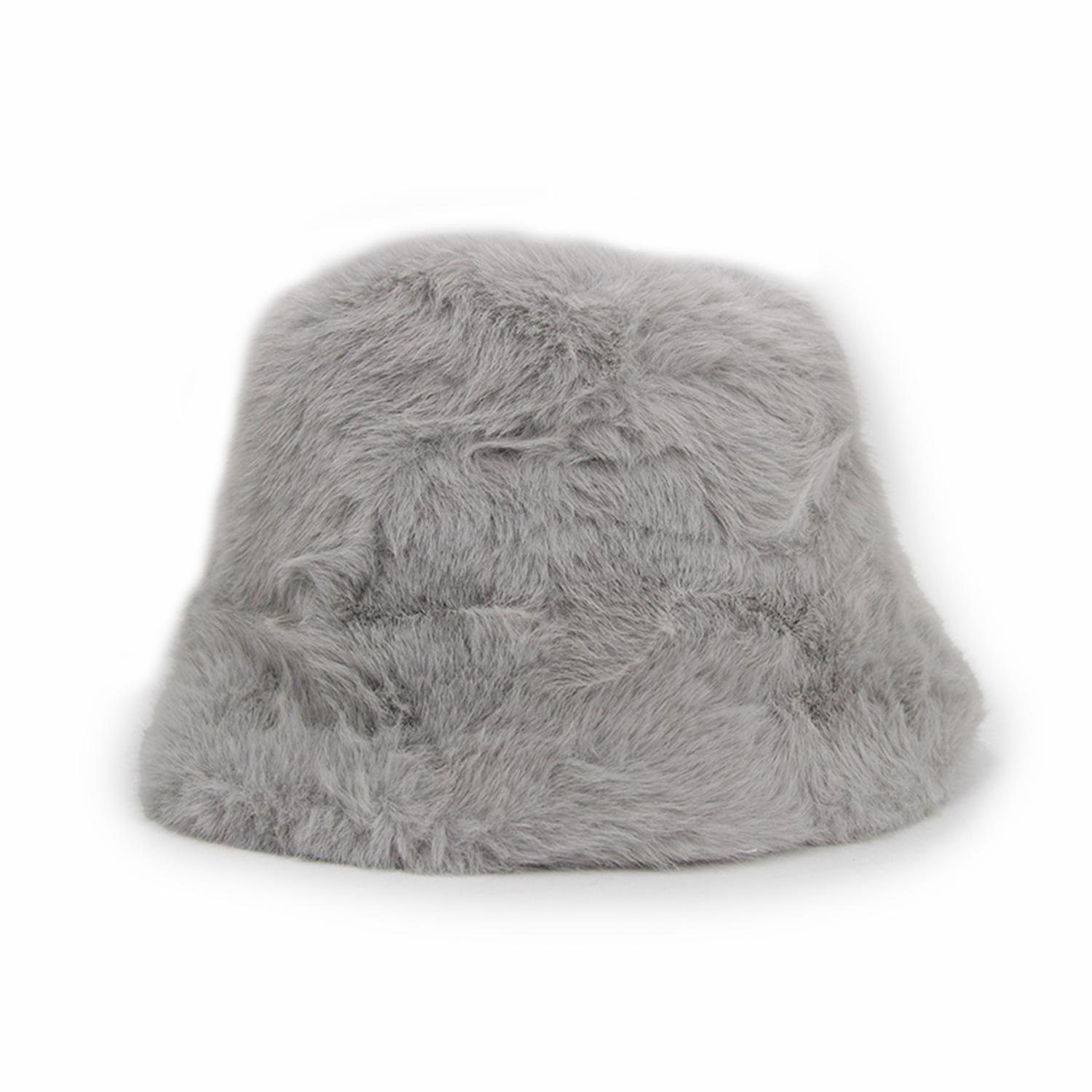 Gorro Bucket Peludo Liso Mujer Invierno Suave Abrigado Moda-0