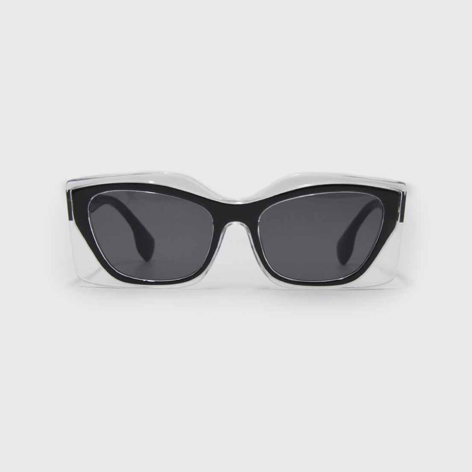 Lentes De Sol Mujer Marco Transparente Negro Rectangular Moda-2