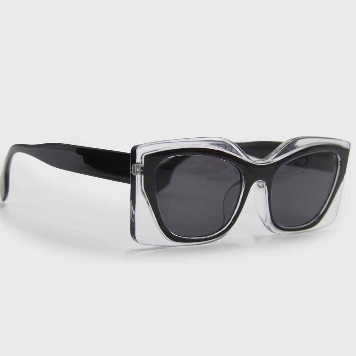 Lentes De Sol Mujer Marco Transparente Negro Rectangular Moda-4