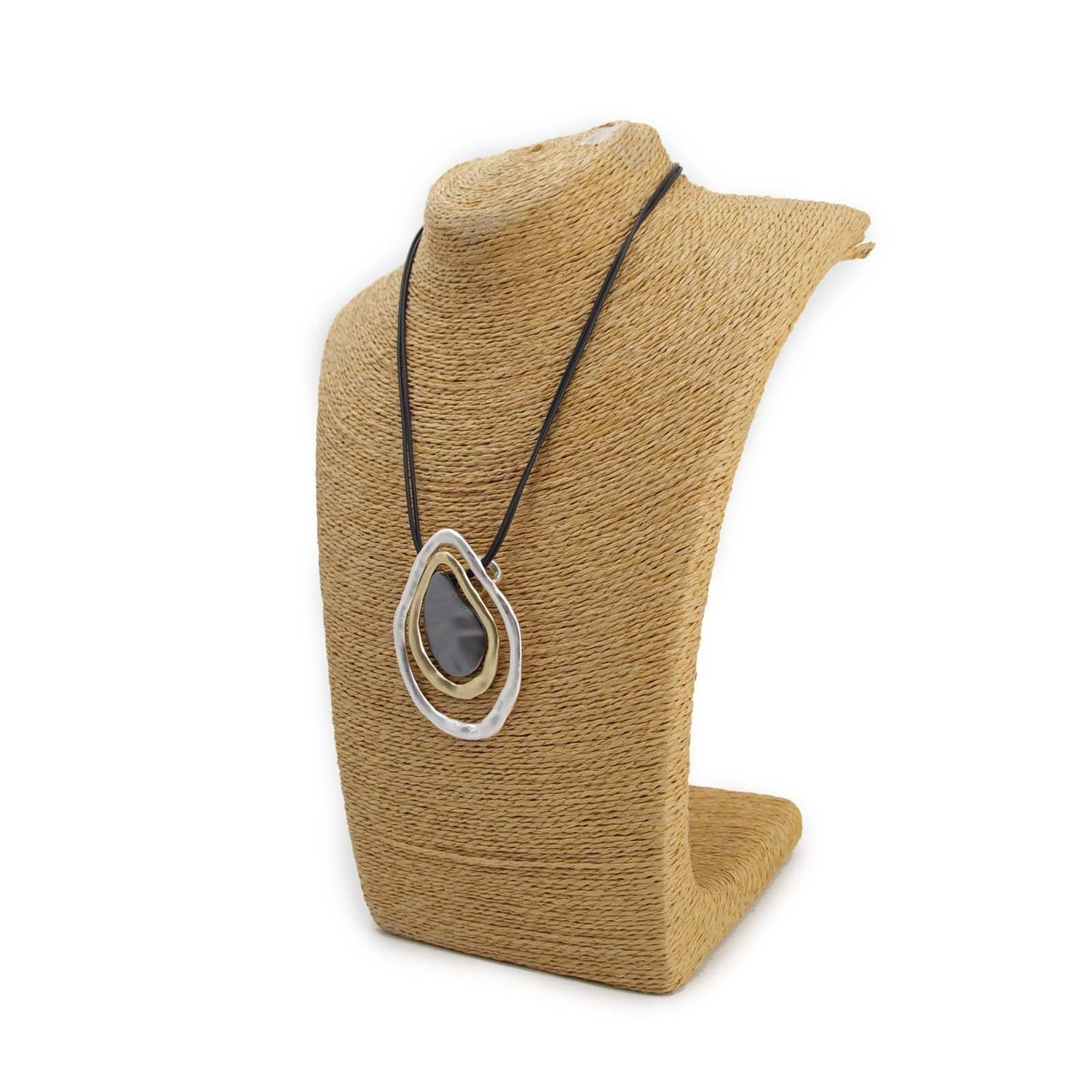 Collar Gamuza Largo Dije Abstracto Boho Chic Mujer - 25 Cm-2