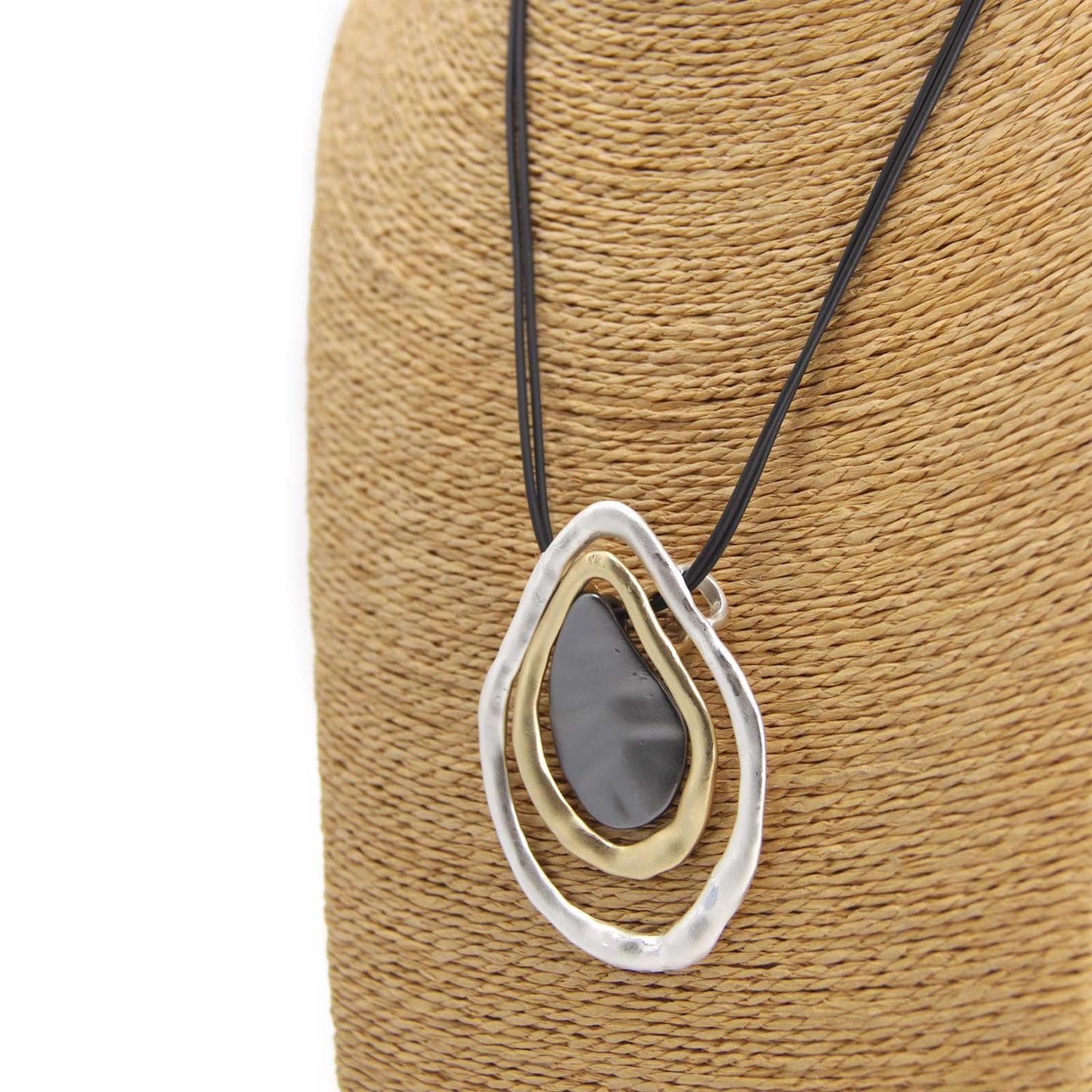 Collar Gamuza Largo Dije Abstracto Boho Chic Mujer - 25 Cm-3
