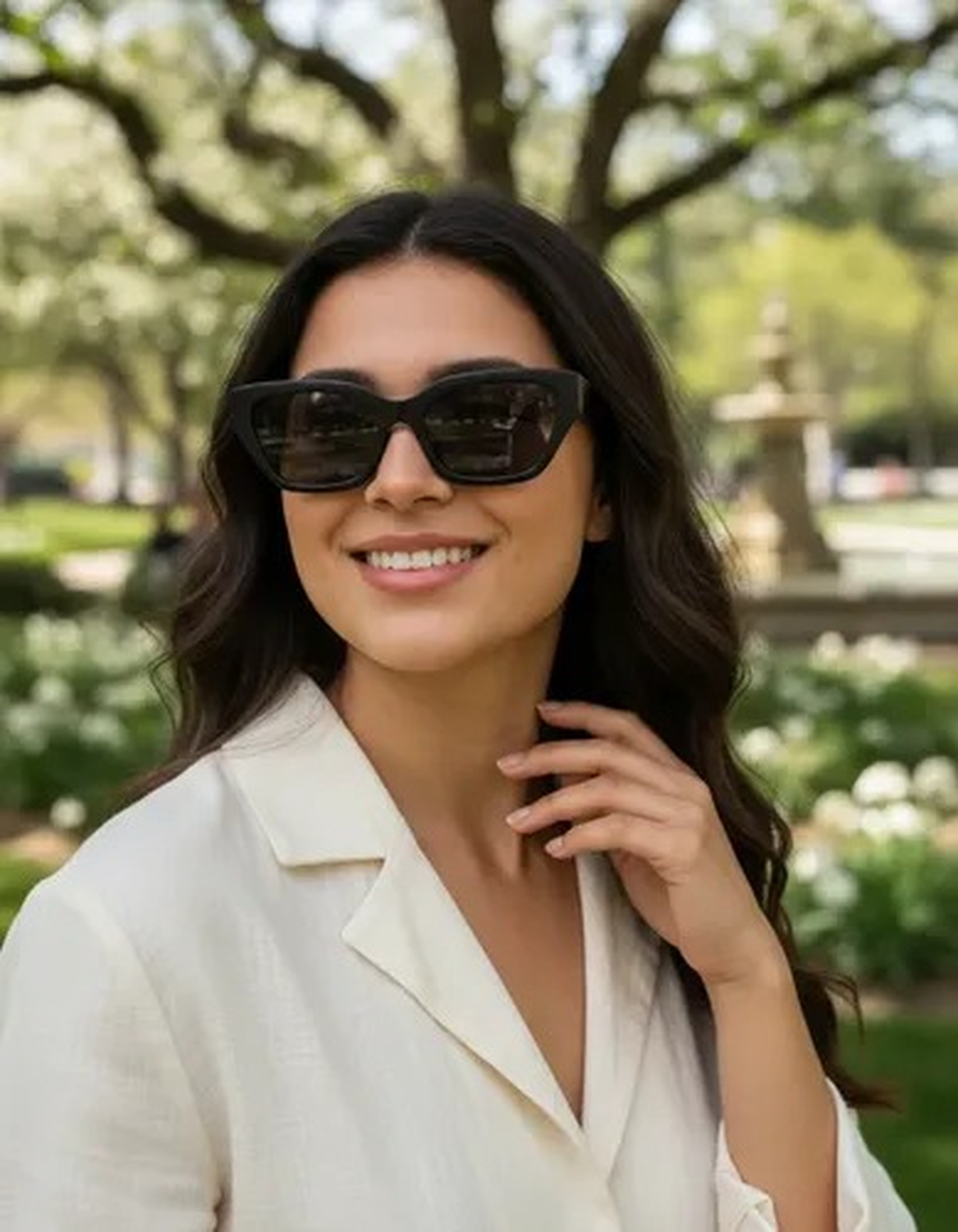 Lentes De Sol Negros Modelo Cat Eye Uva Uvb-0