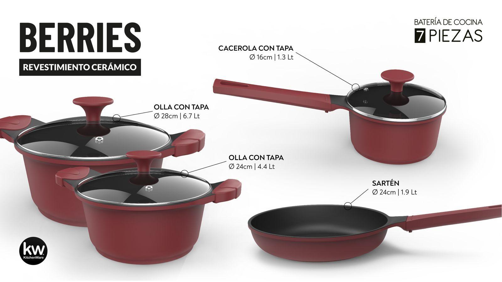 BATERIA DE COCINA 7 PIEZAS ALUMINIO FUNDIDO BERRIES-2