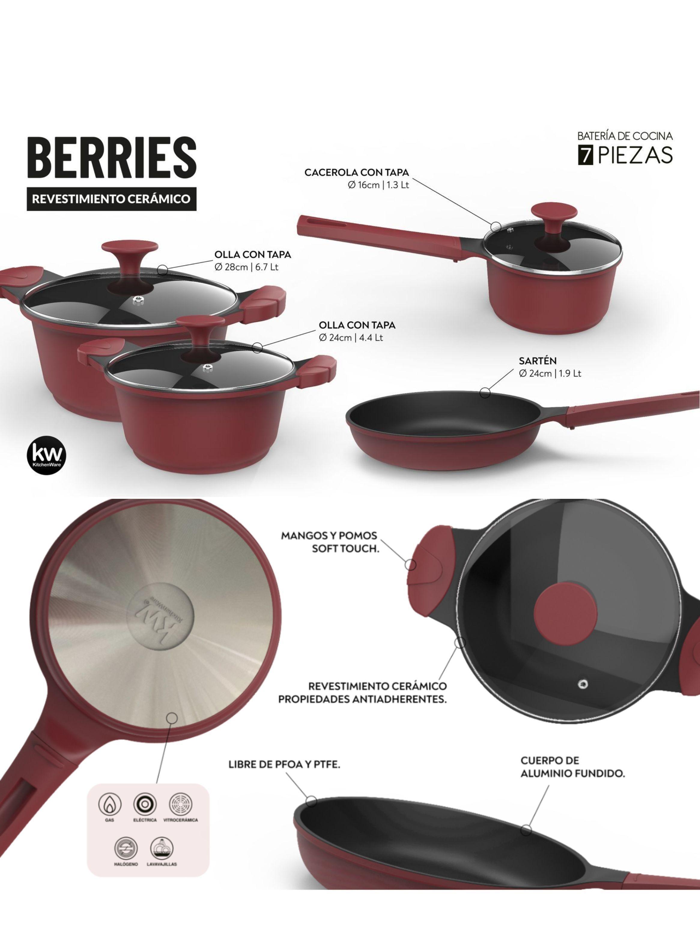 BATERIA DE COCINA 7 PIEZAS ALUMINIO FUNDIDO BERRIES-2