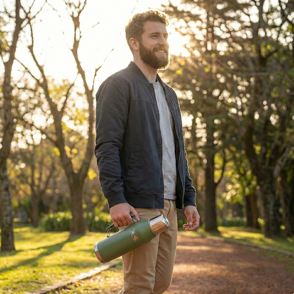 TERMO LIQUIDO ACERO INOX OUTDO 1.3 L VERDE-2