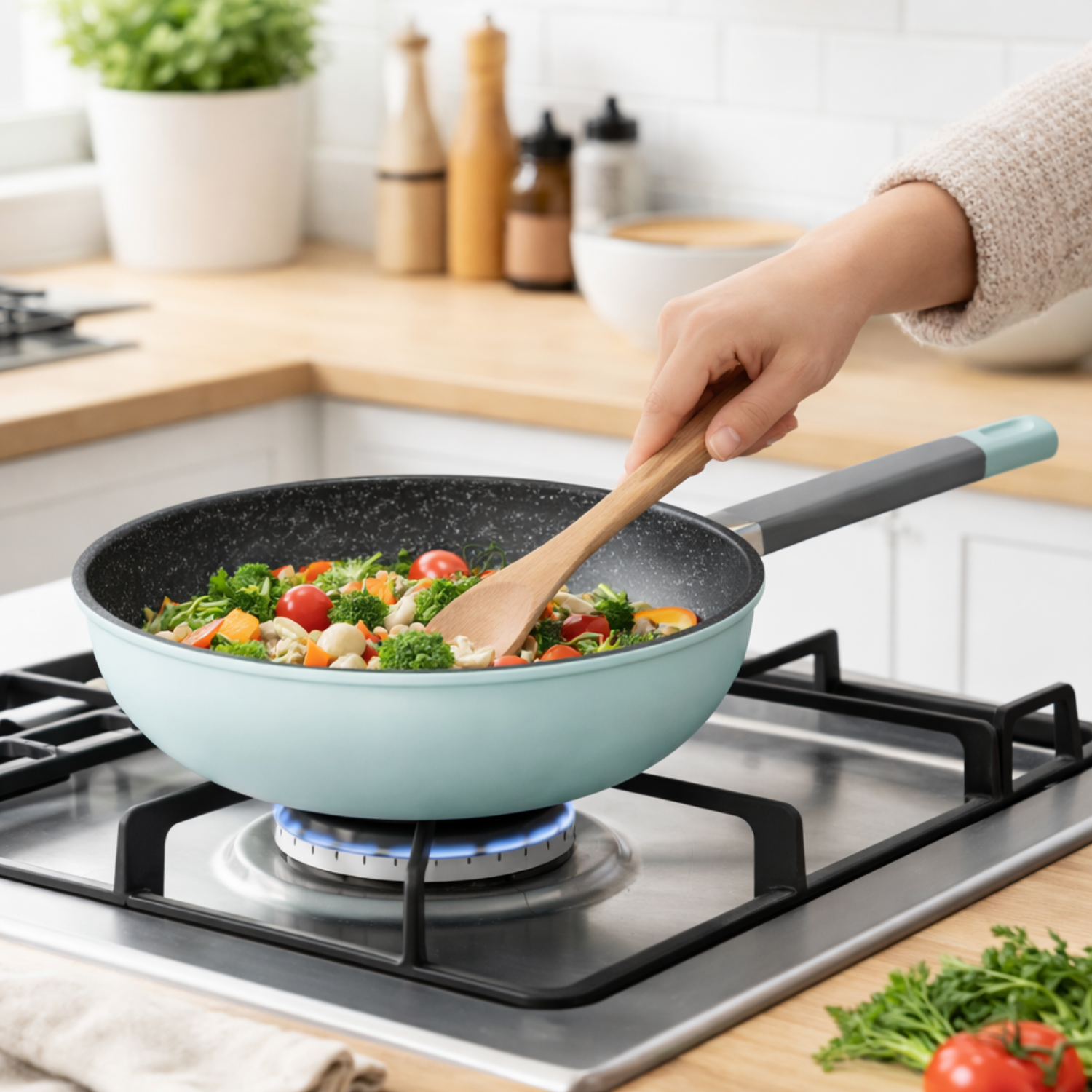 WOK ALUMINIO FORJADO 28CM SOHO MINT-2