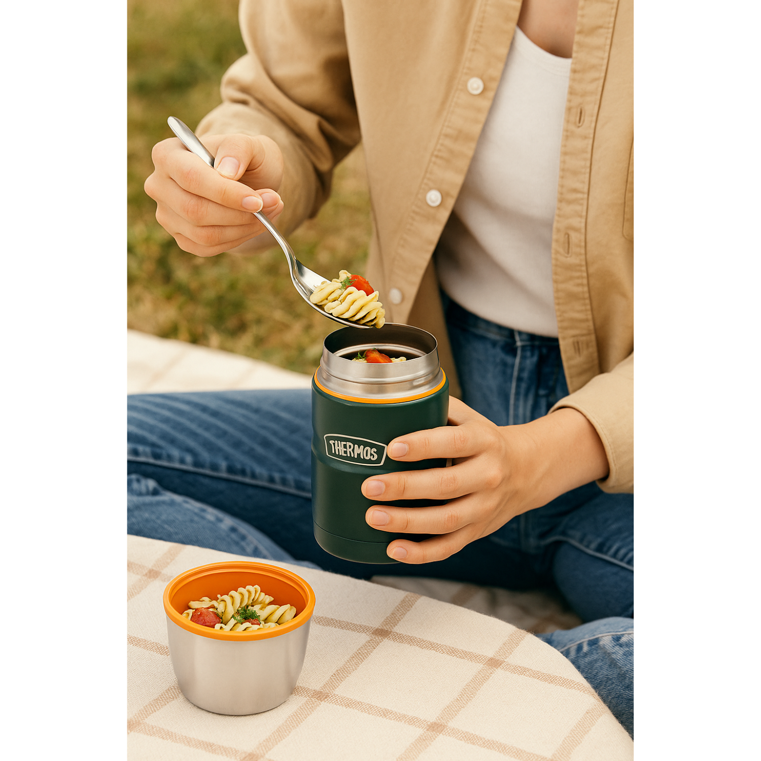 TERMO COMIDA ACERO INOX KING 470ML MATT GREEN-5