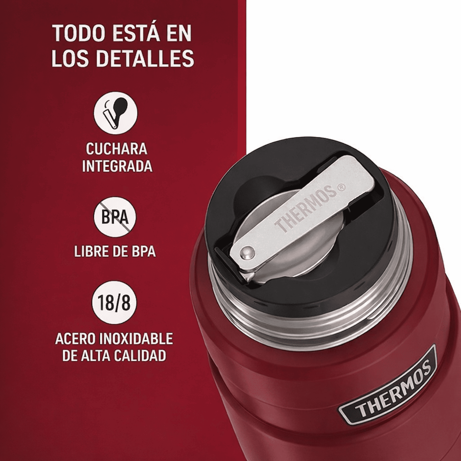 TERMO COMIDA  KING ACERO INOX 470 ML ROJO - THERMOS-2