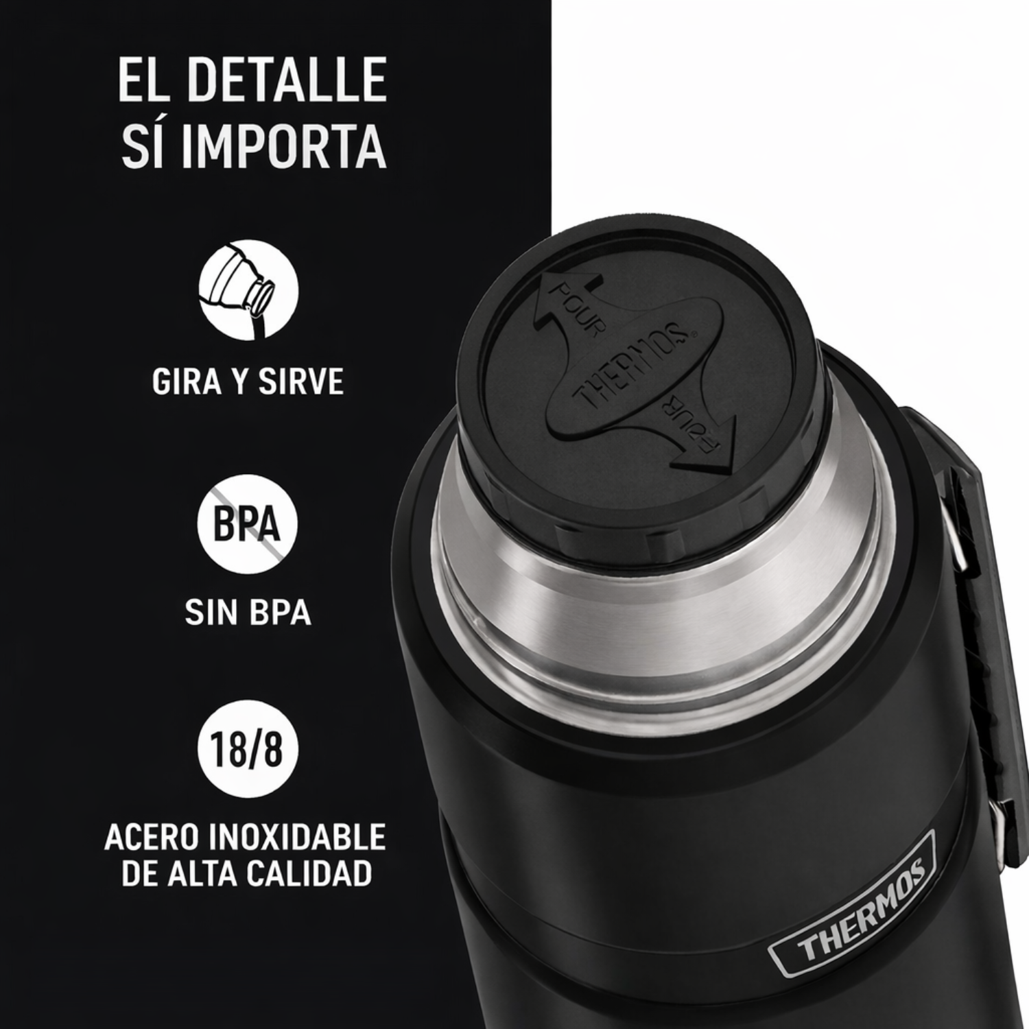 TERMO LIQUIDO KING ACERO INOX 2 LITROS NEGRO - THERMOS-2