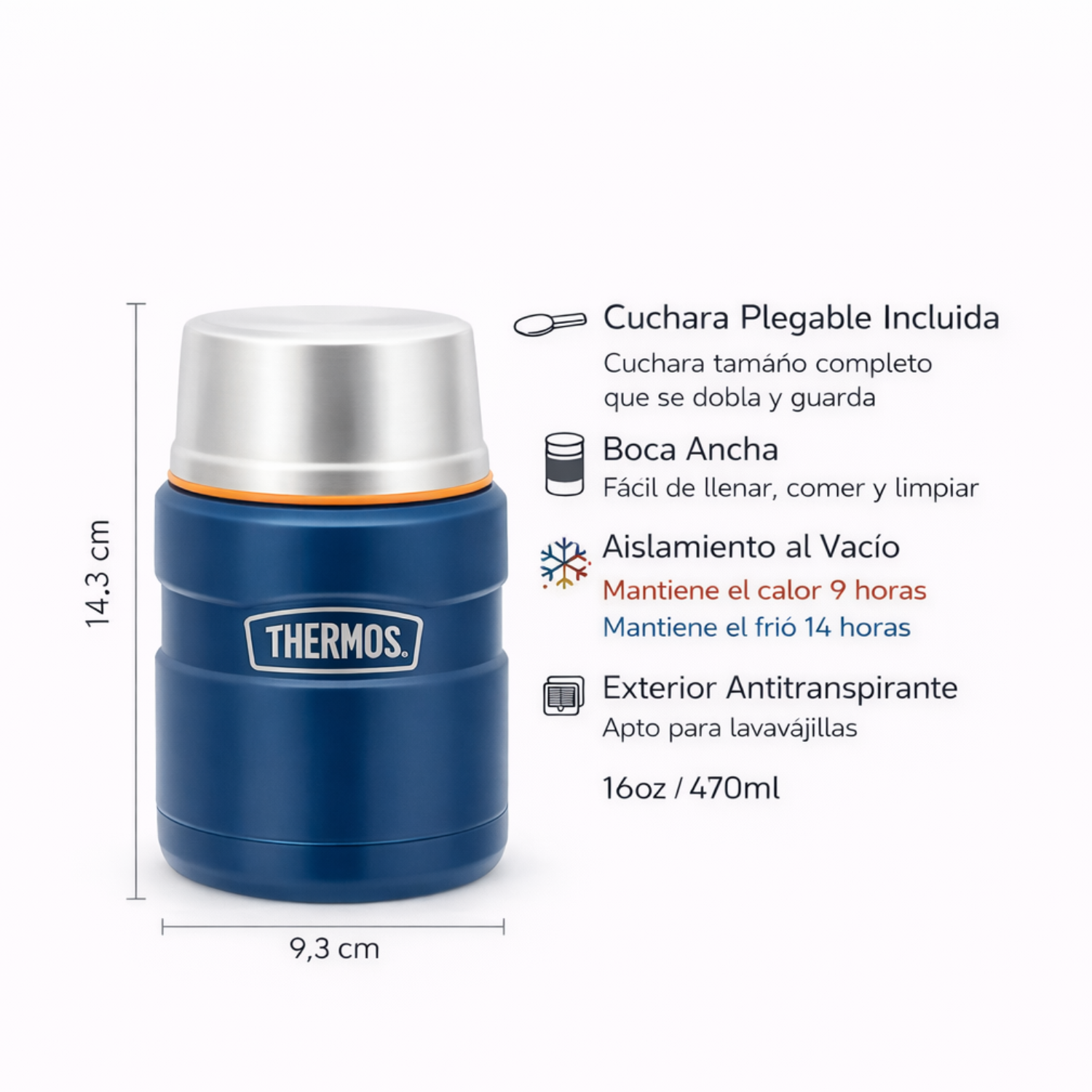 TERMO COMIDA ACERO INOX KING 470ML MATT NAVY-5