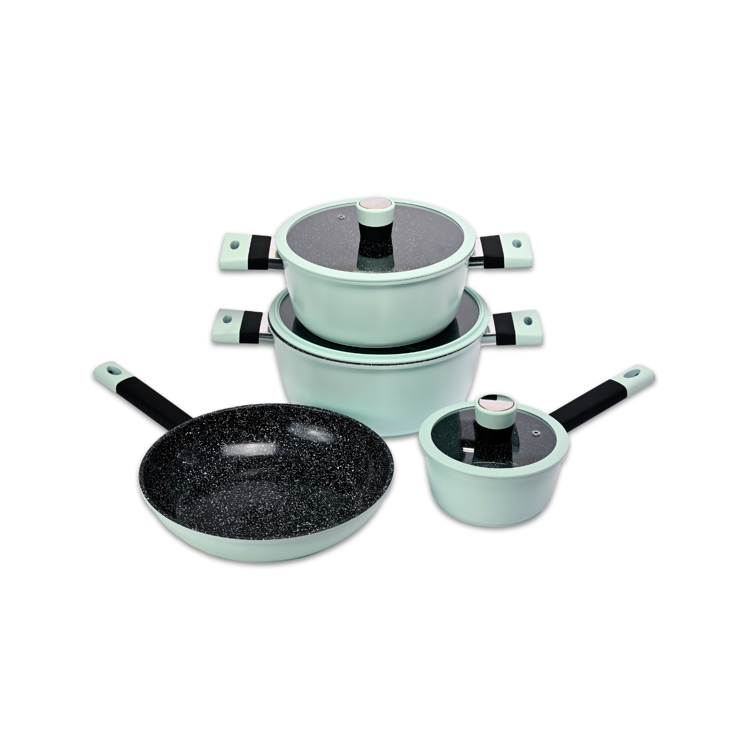 BATERIA DE COCINA 7 PIEZAS SOHO MINT ALUMINIO FORJADO-4