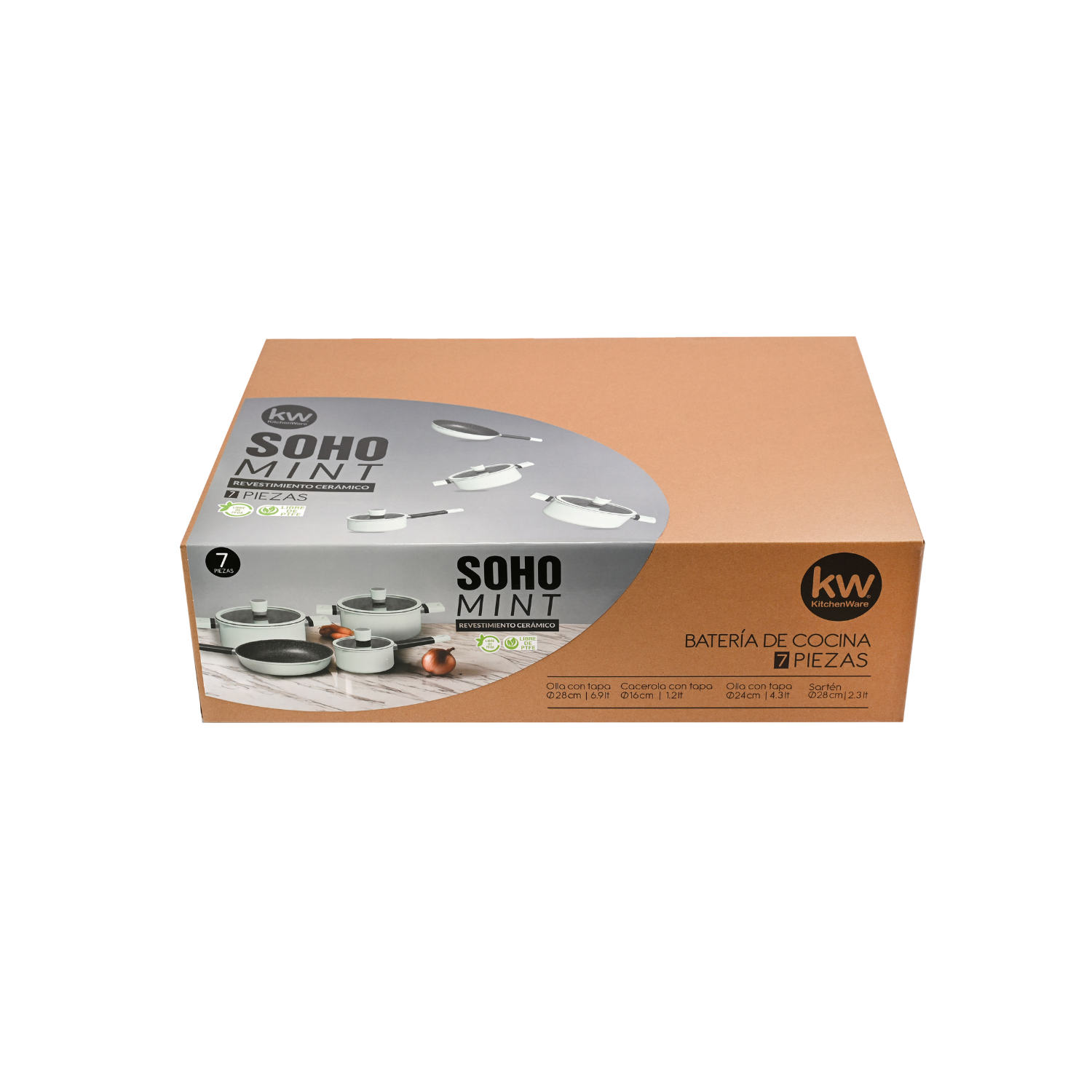 BATERIA DE COCINA 7 PIEZAS SOHO MINT ALUMINIO FORJADO-6