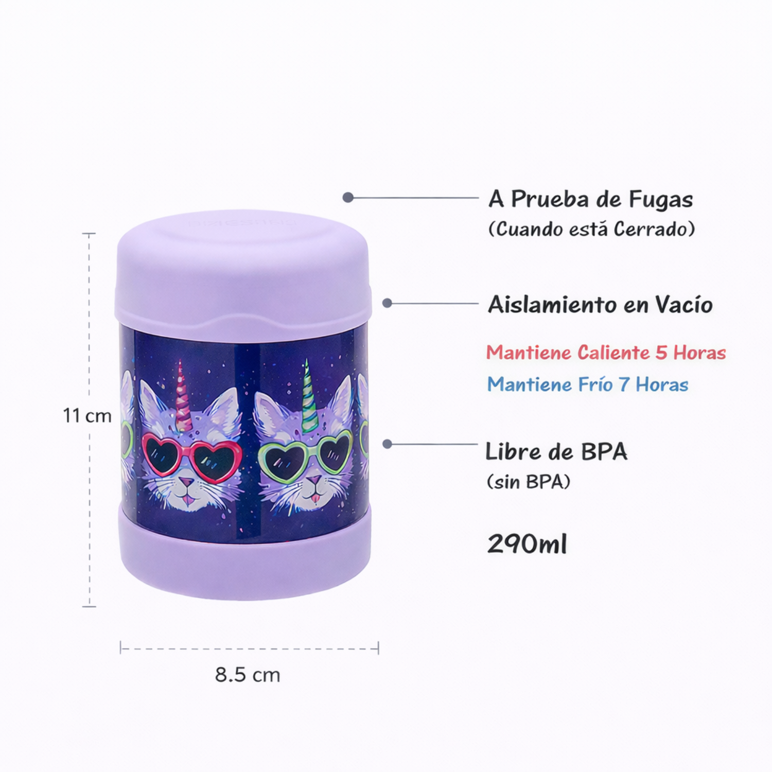 TERMO COMIDA ACERO INOXIDABLE COOL CATICORN 290ML-1