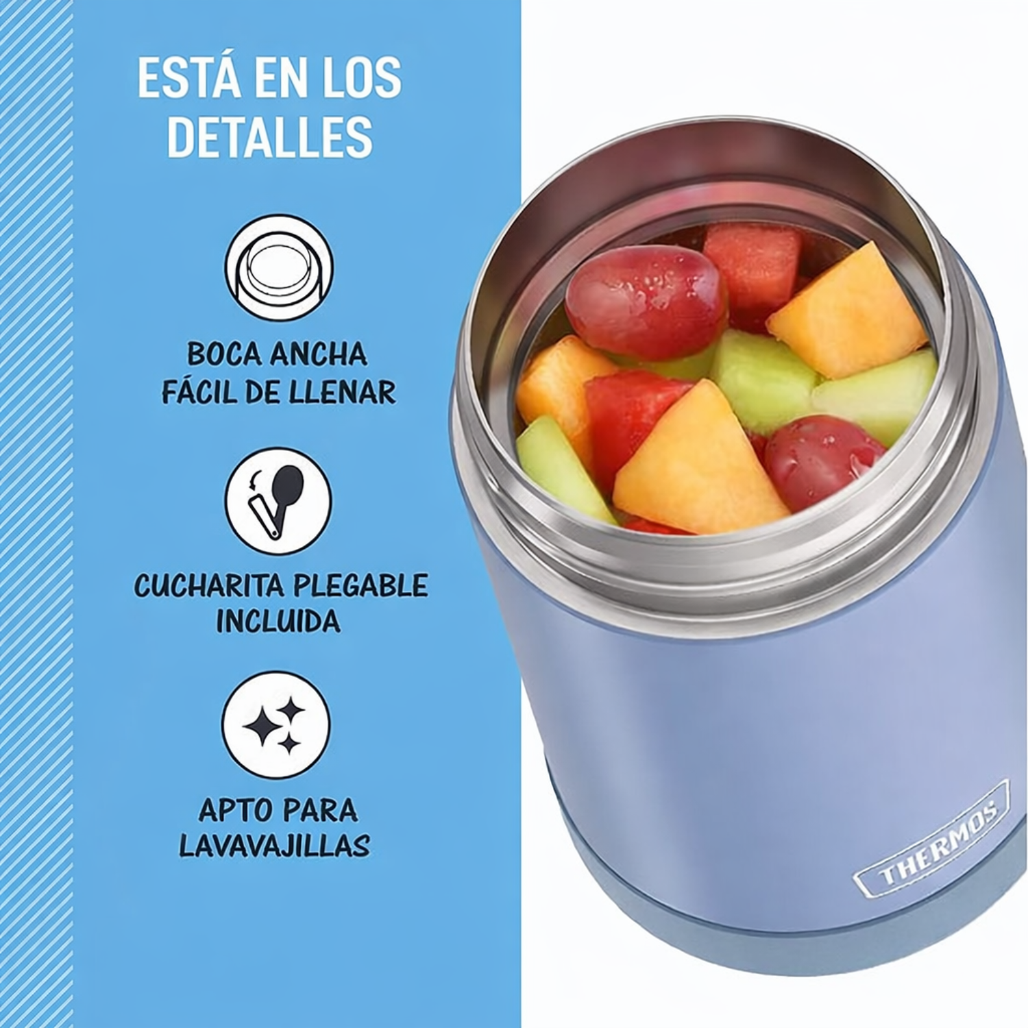 TERMO COMIDA 470ML FUN ACERO INOXIDABLE AZUL-2